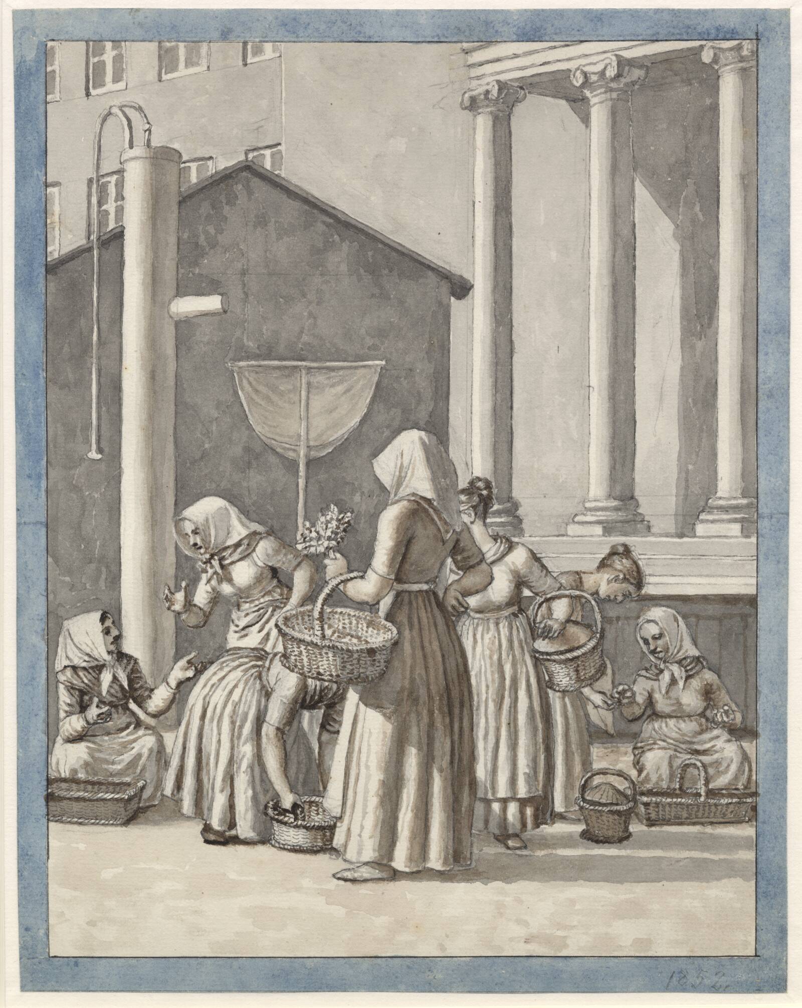 Torvekoner i København, C.W. Eckersberg, 1852