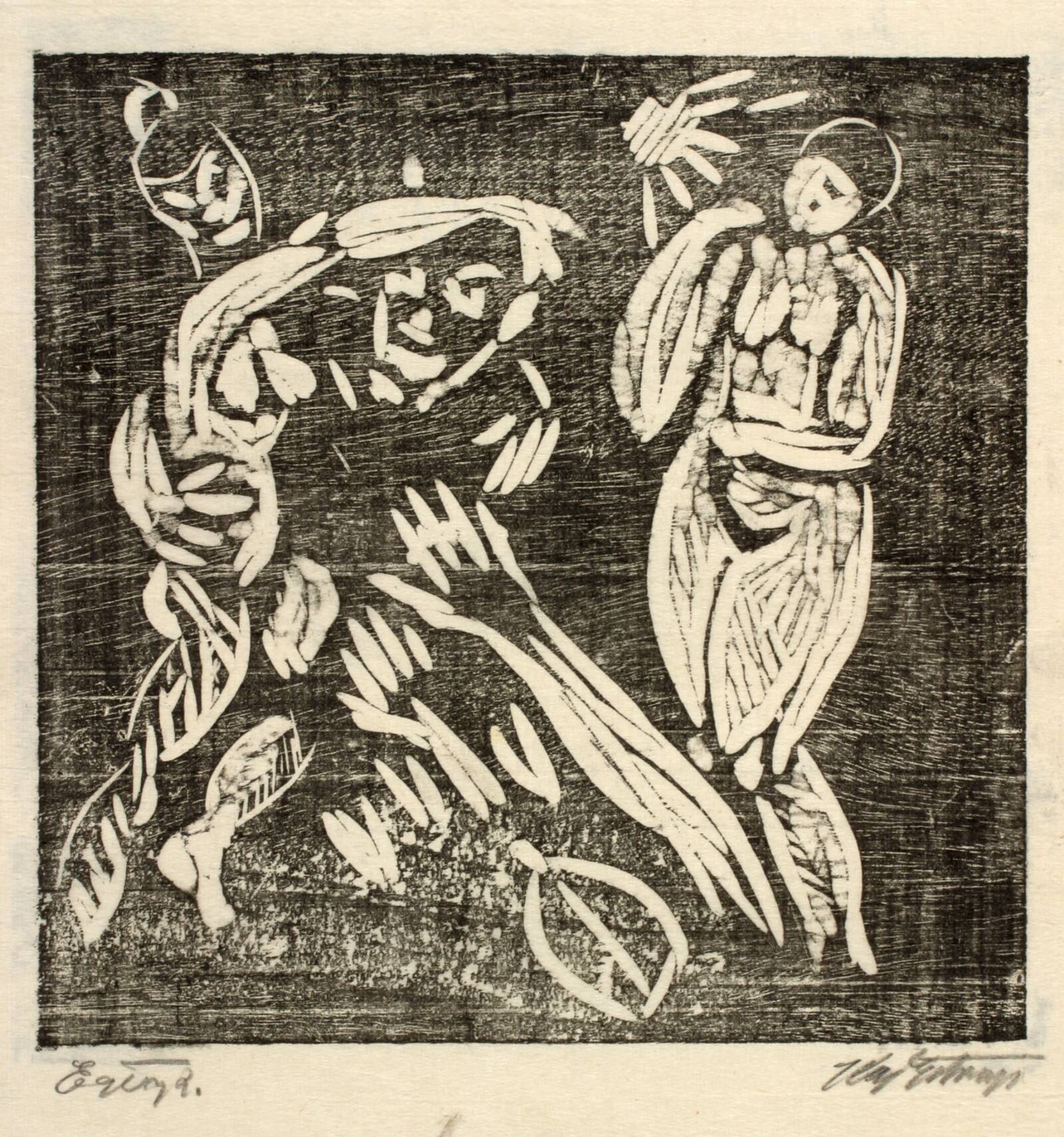 Komposition med to dansende kvindefigurer, Kaj Ejstrup, 1928