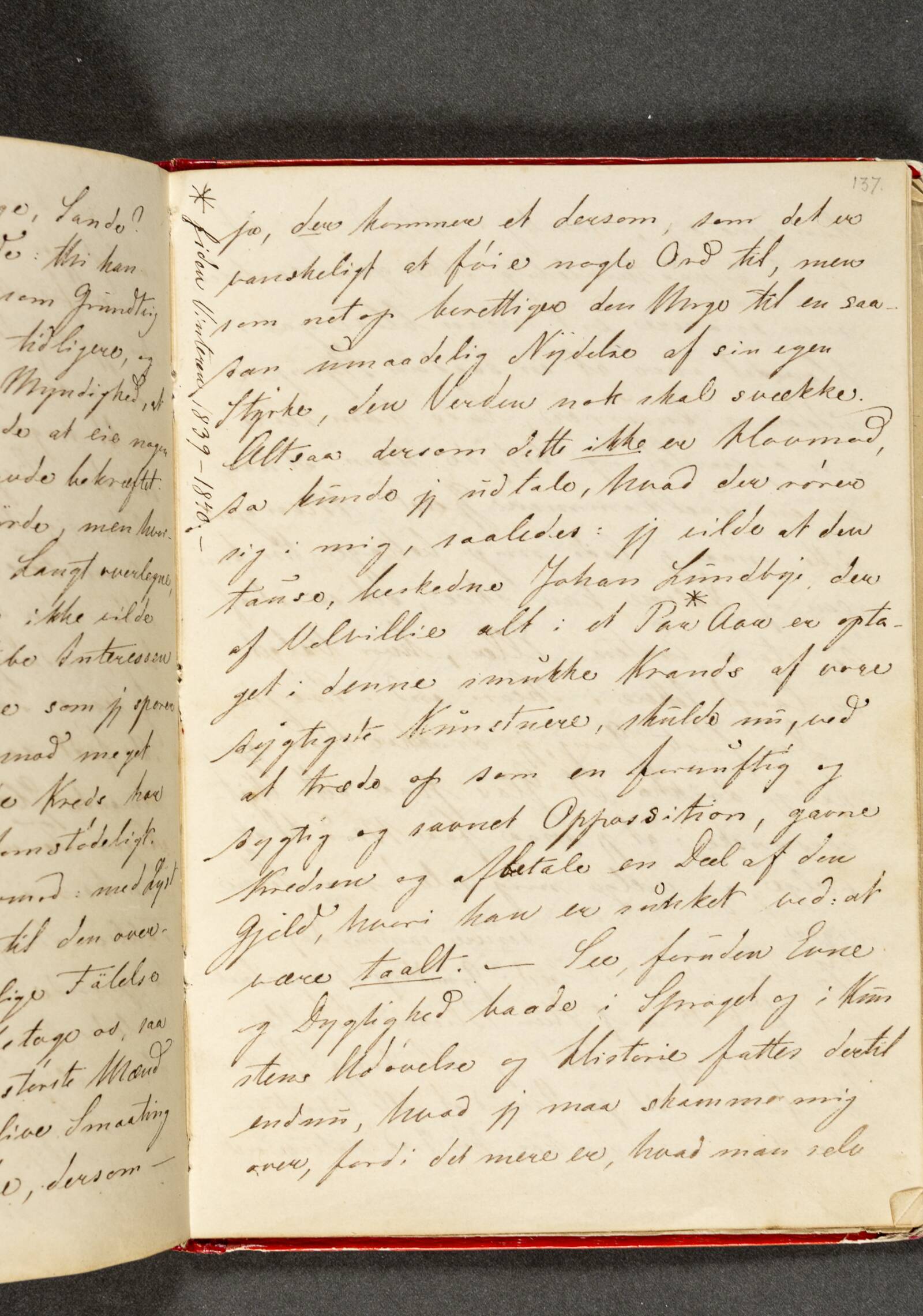 Dagbog. Side 137, Johan Thomas Lundbye, 1844