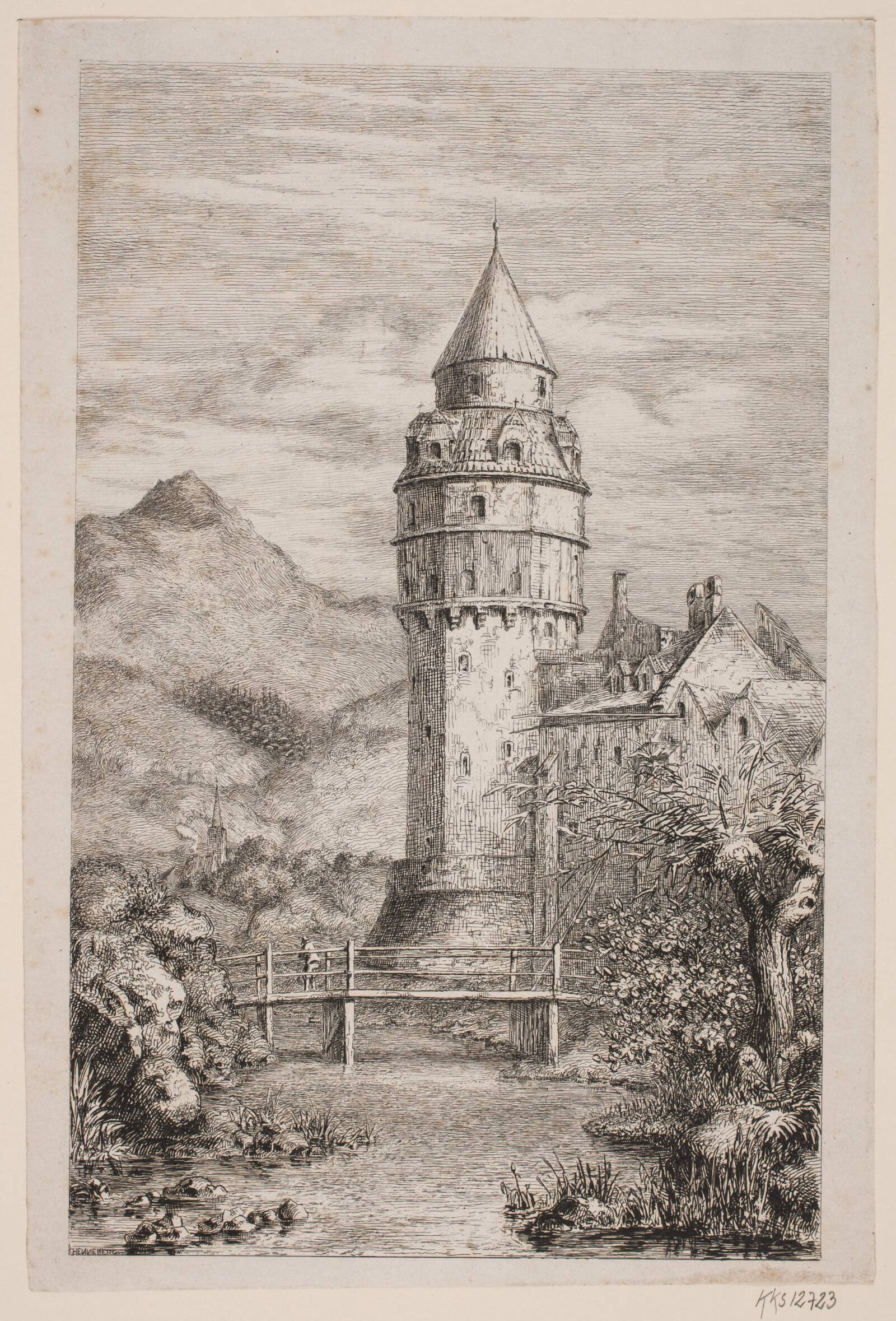 Parti ved hal i Tyrol, H.C. Henneberg, 1848