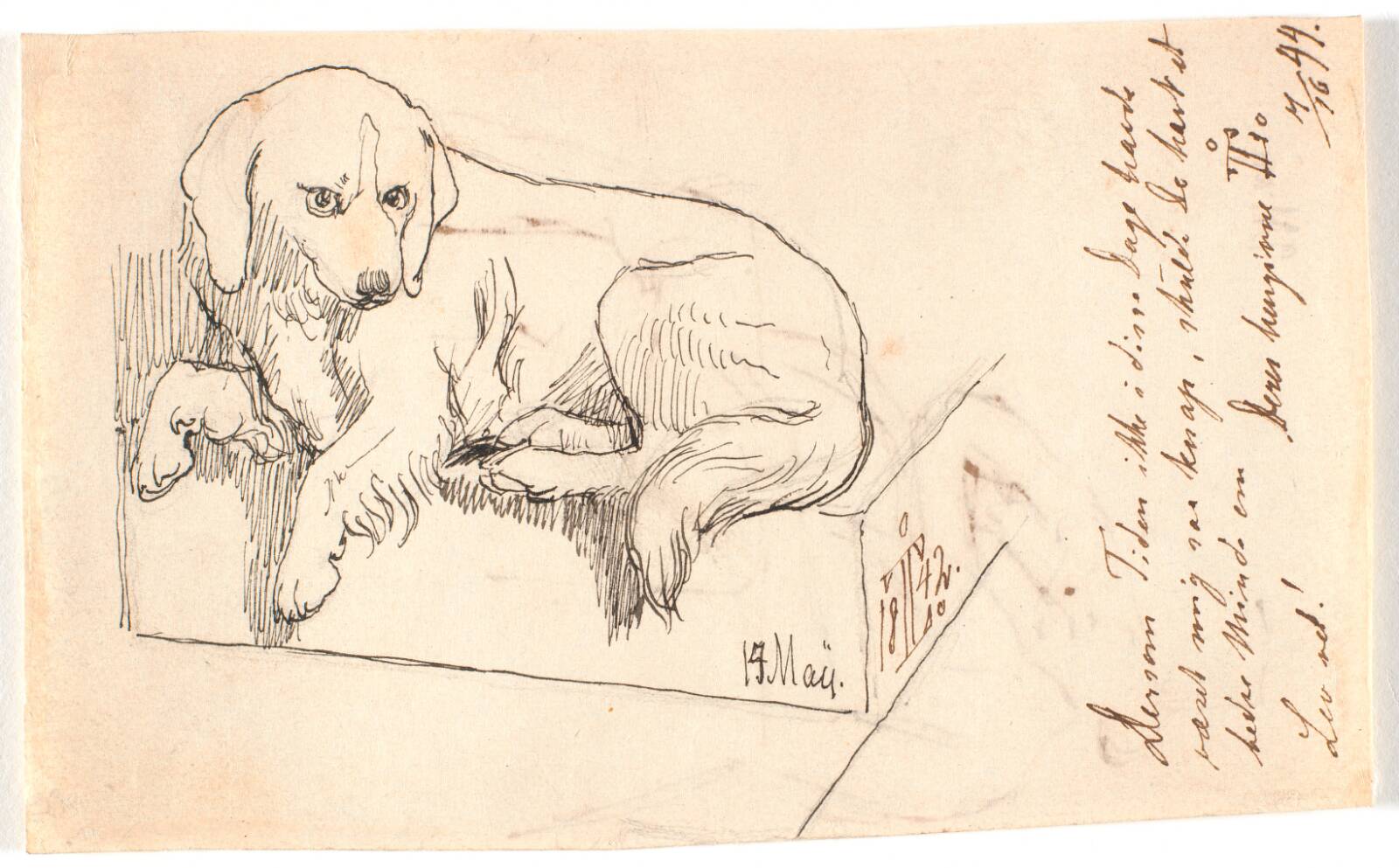 Liggende hund, Johan Thomas Lundbye, 1842
