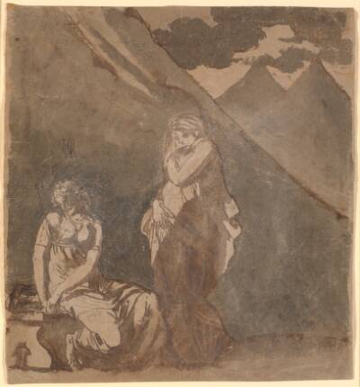 Scene fra Voltaires "Le triumvirat", formodentlig 1.akt, 1.scene