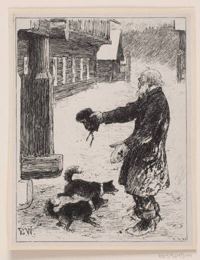 Illustration til "De tre kongsdøtre i berget det blå"