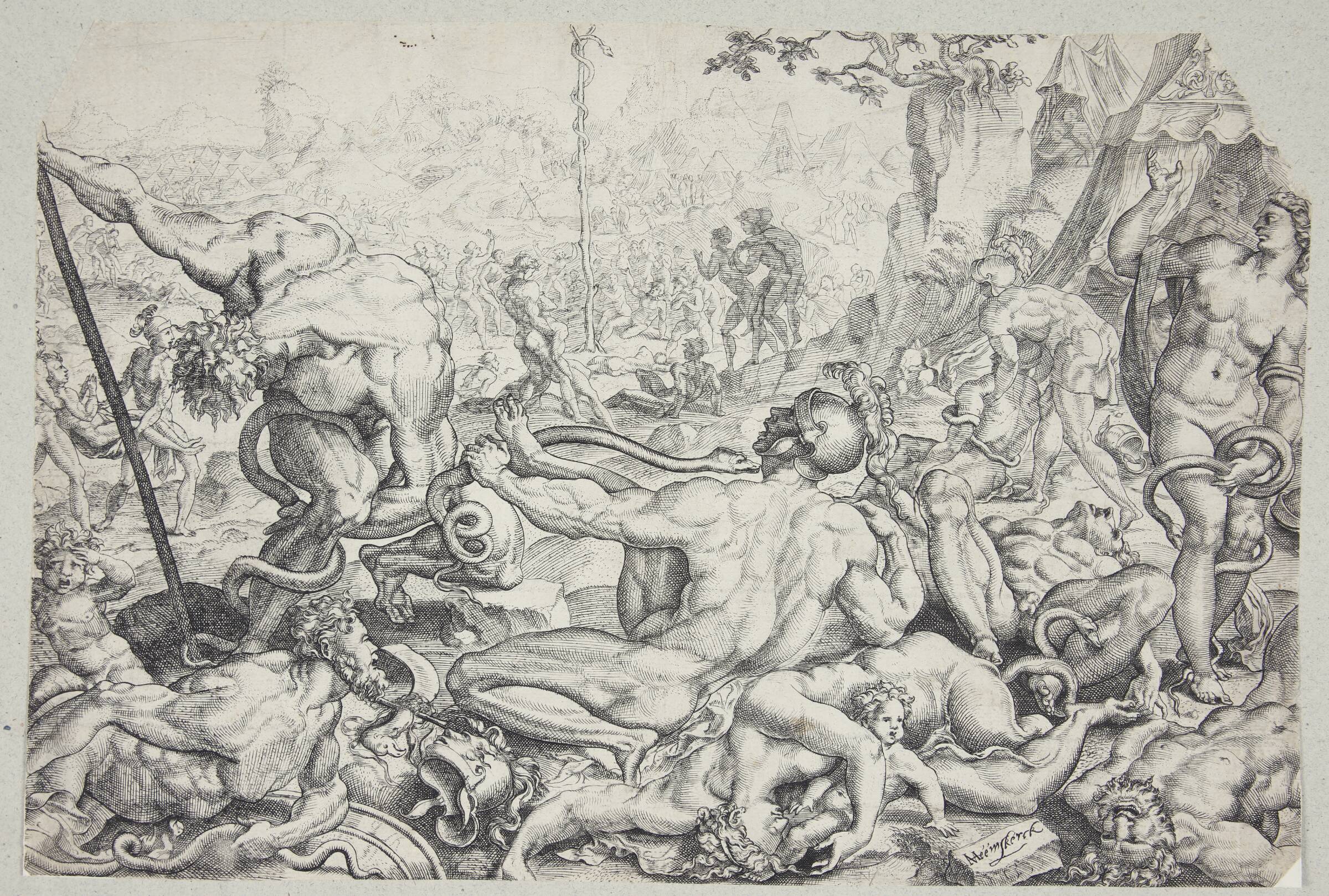 Kobberslangen og svøben med de giftige slanger, Cornelis Bos, 1539