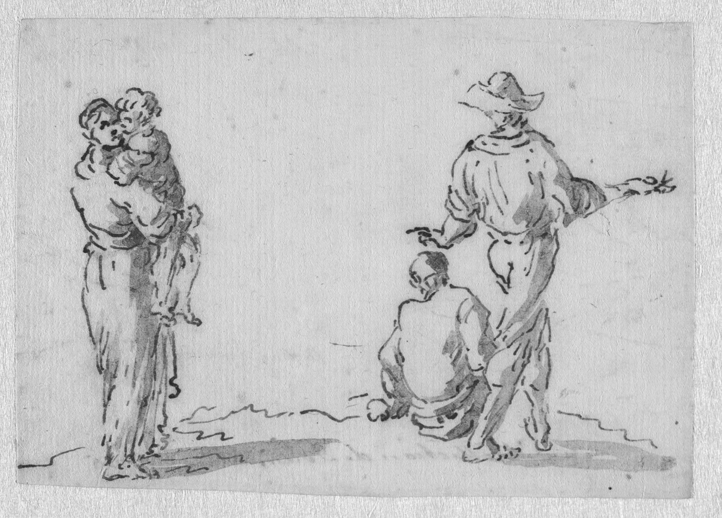 Kvinde med et barn på armen og to mænd, Бранди, Доменико, 1684-1736