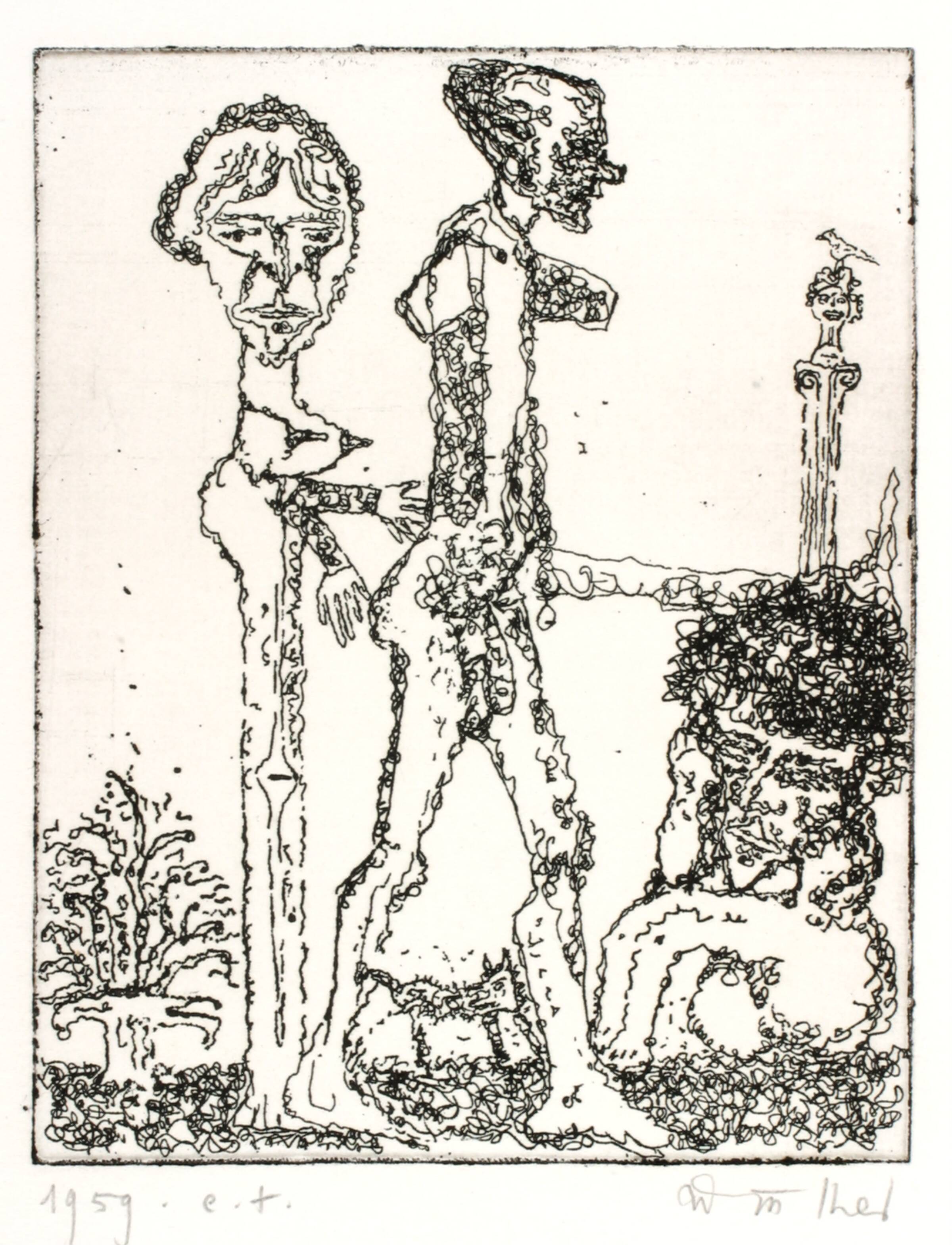 Komposition med stående kvinde og mand, Richard Winther, 1959