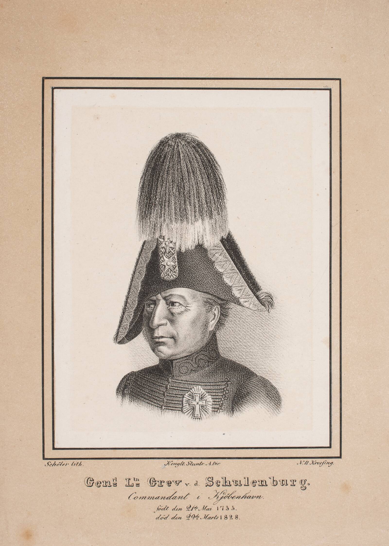 Grev von Schulenburg, Peter Christian Schøler, 1828-1832
