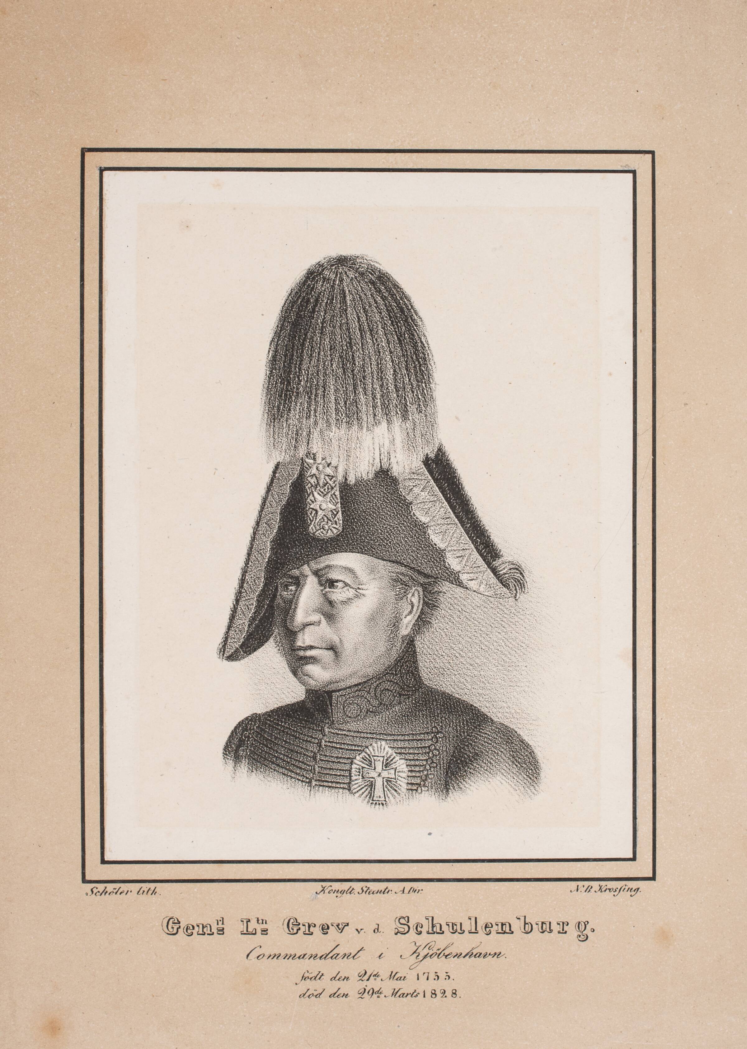 Grev von Schulenburg, Peter Christian Schøler, 1828-1832