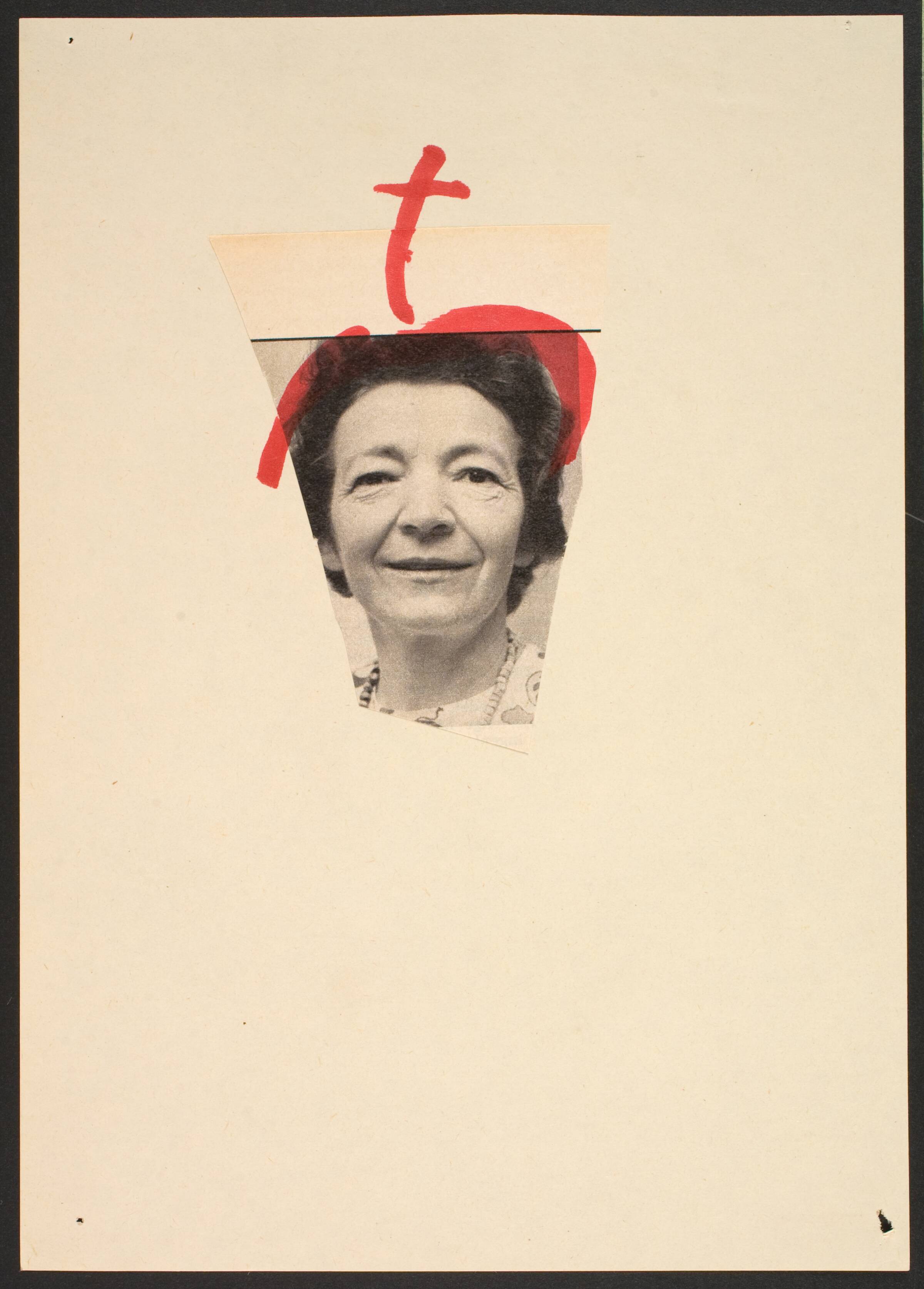 Udklip på papir med kvindetegnet, Lene Adler Petersen, 1974