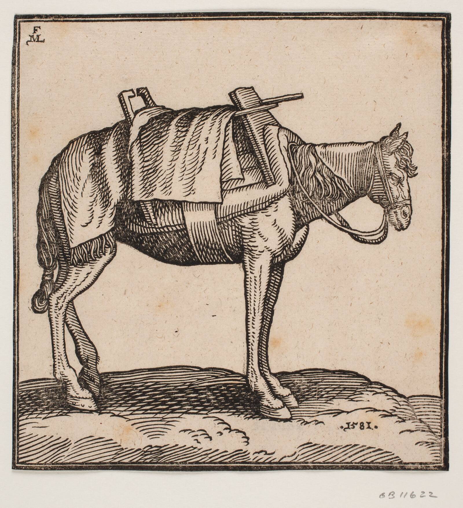 En opsadlet pakhest, Melchior Lorck, 1581