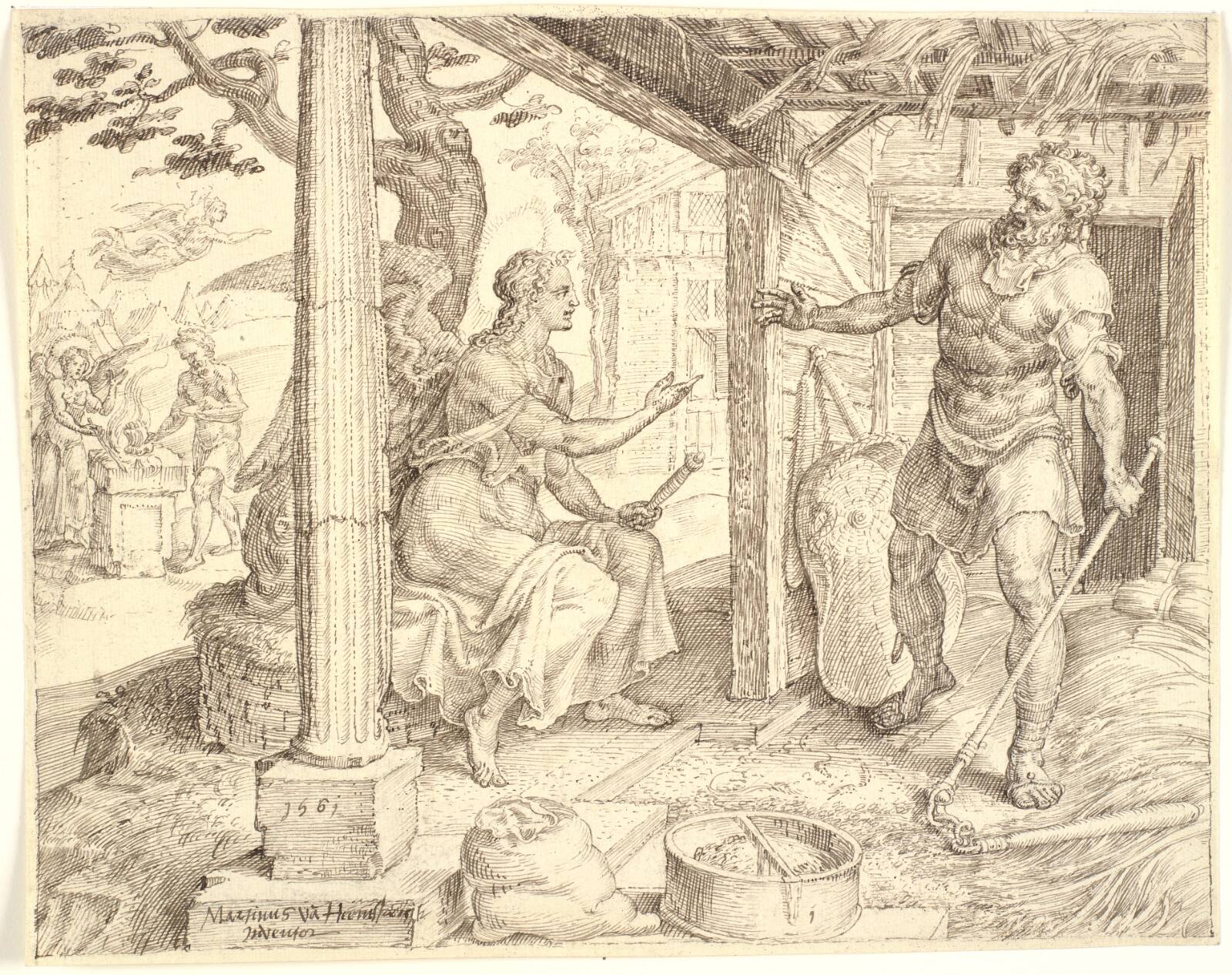 Englen viser sig for Gideon, Maarten van Heemskerck, 1561