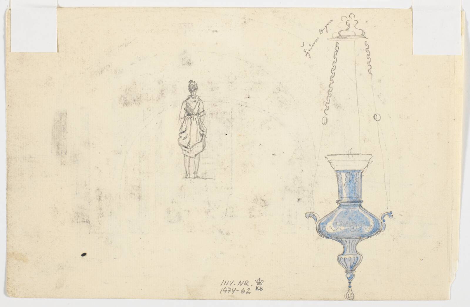 Figurstudie og lampe, Martinus Rørbye, 1835