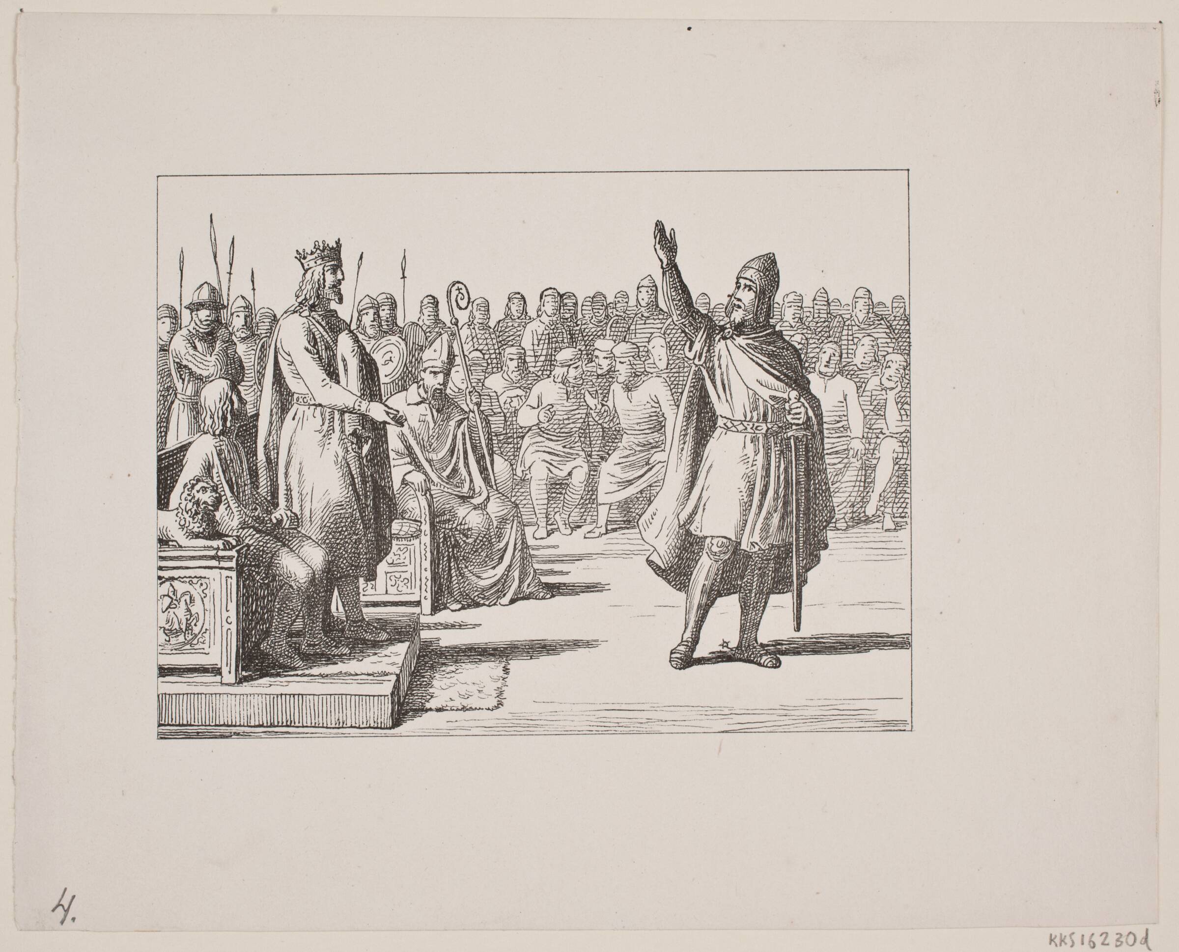 Illustration til Svend Grundtvig, "Marsk Stig: Dansk Folkevise Fra 13de Aarhundrede", 1861, Constantin Hansen, 1861