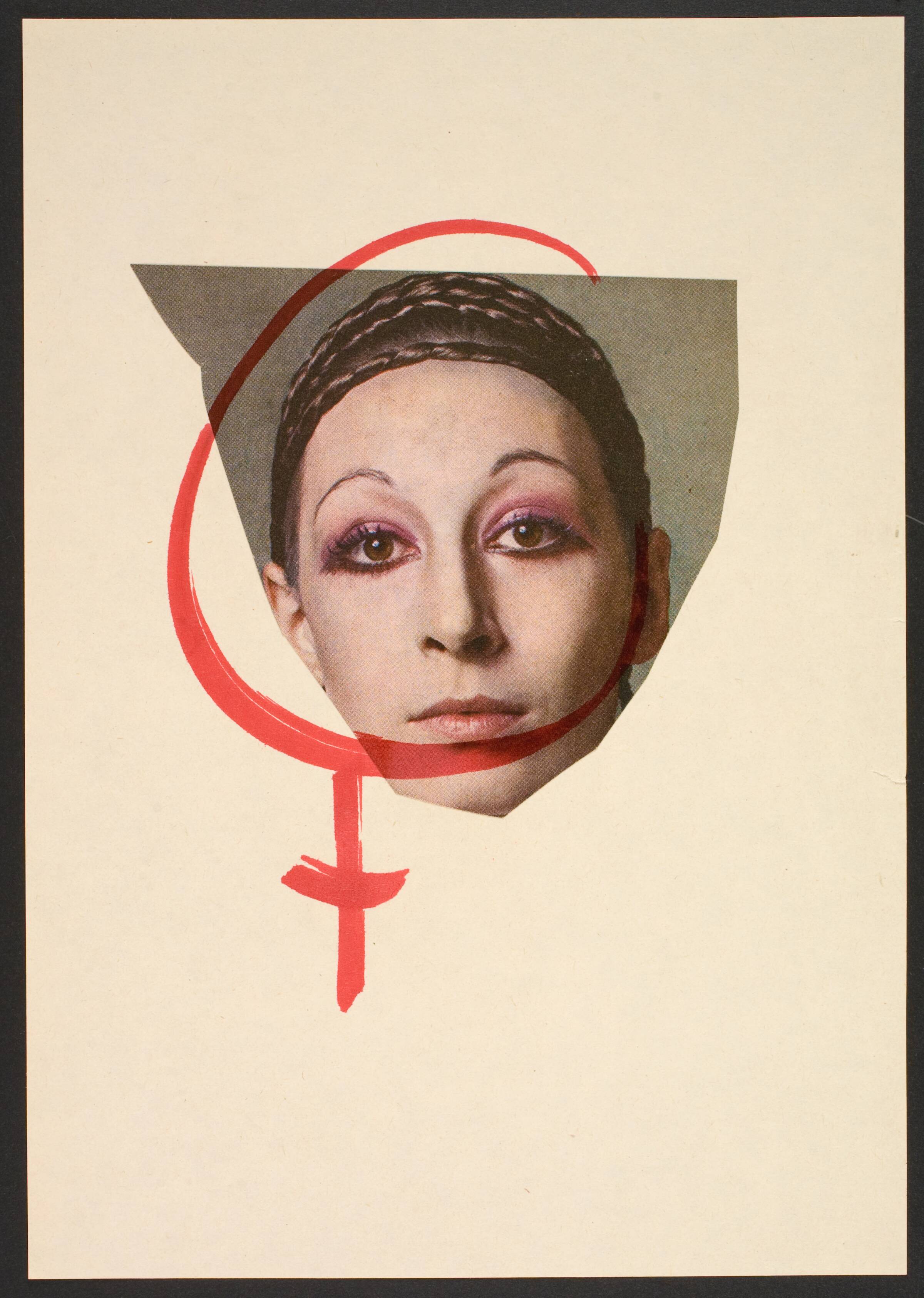 Udklip på papir med kvindetegnet, Lene Adler Petersen, 1974