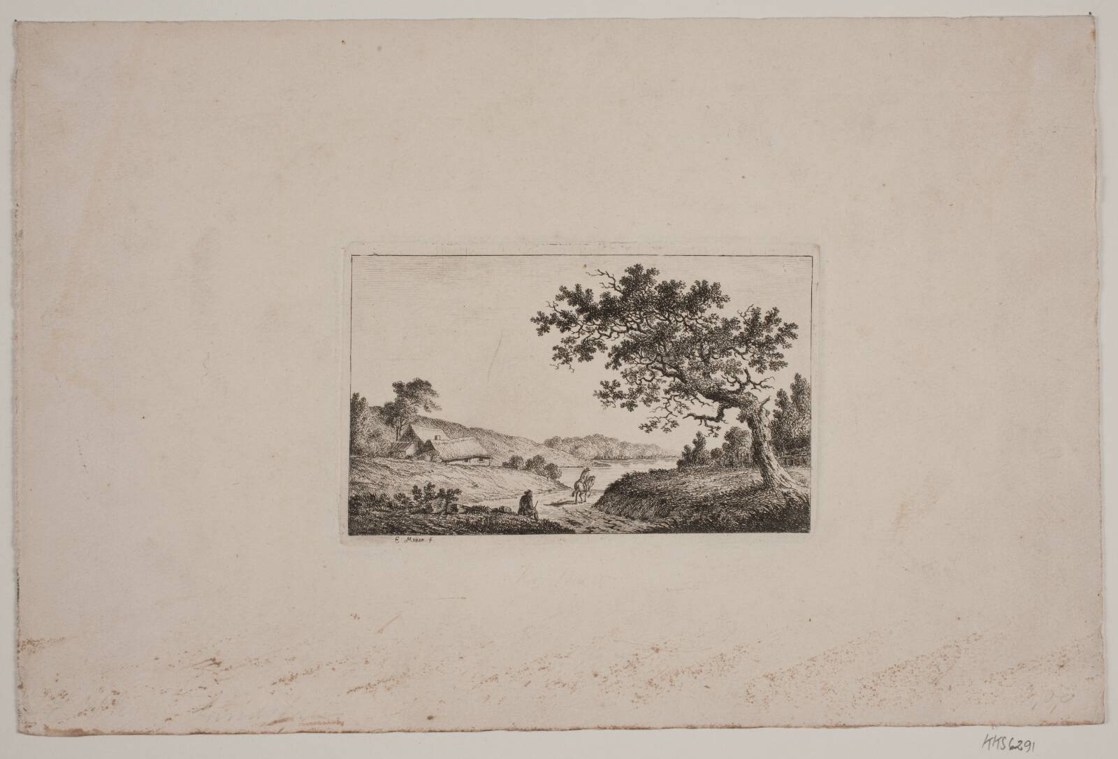 Landskab med Egetræ, Elias Meyer, 1763-1809