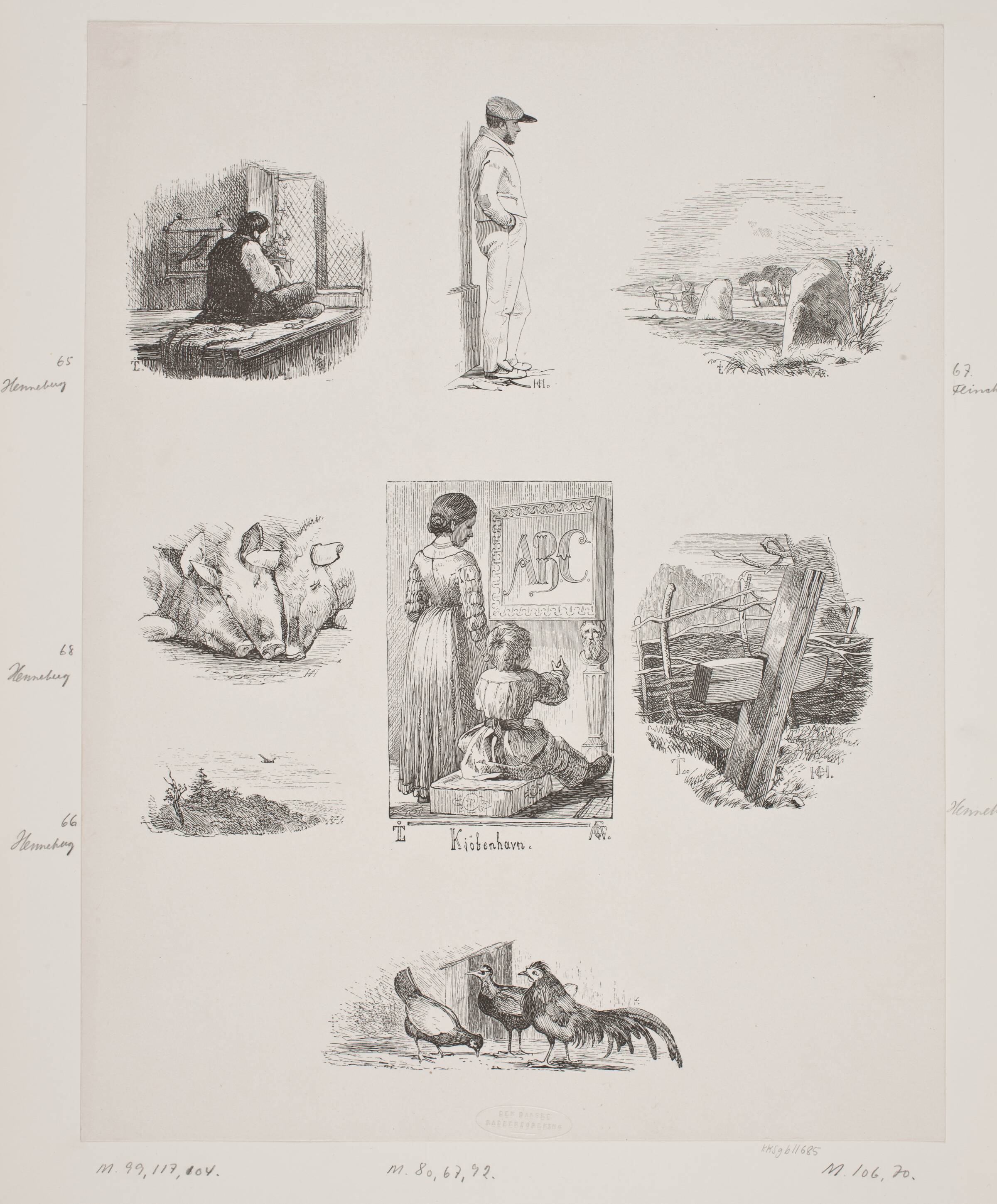 Otte træsnit efter J. Th. Lundbye. Medlemsblad fra Den Danske Radeerforening, H.C. Henneberg, 1840-1849