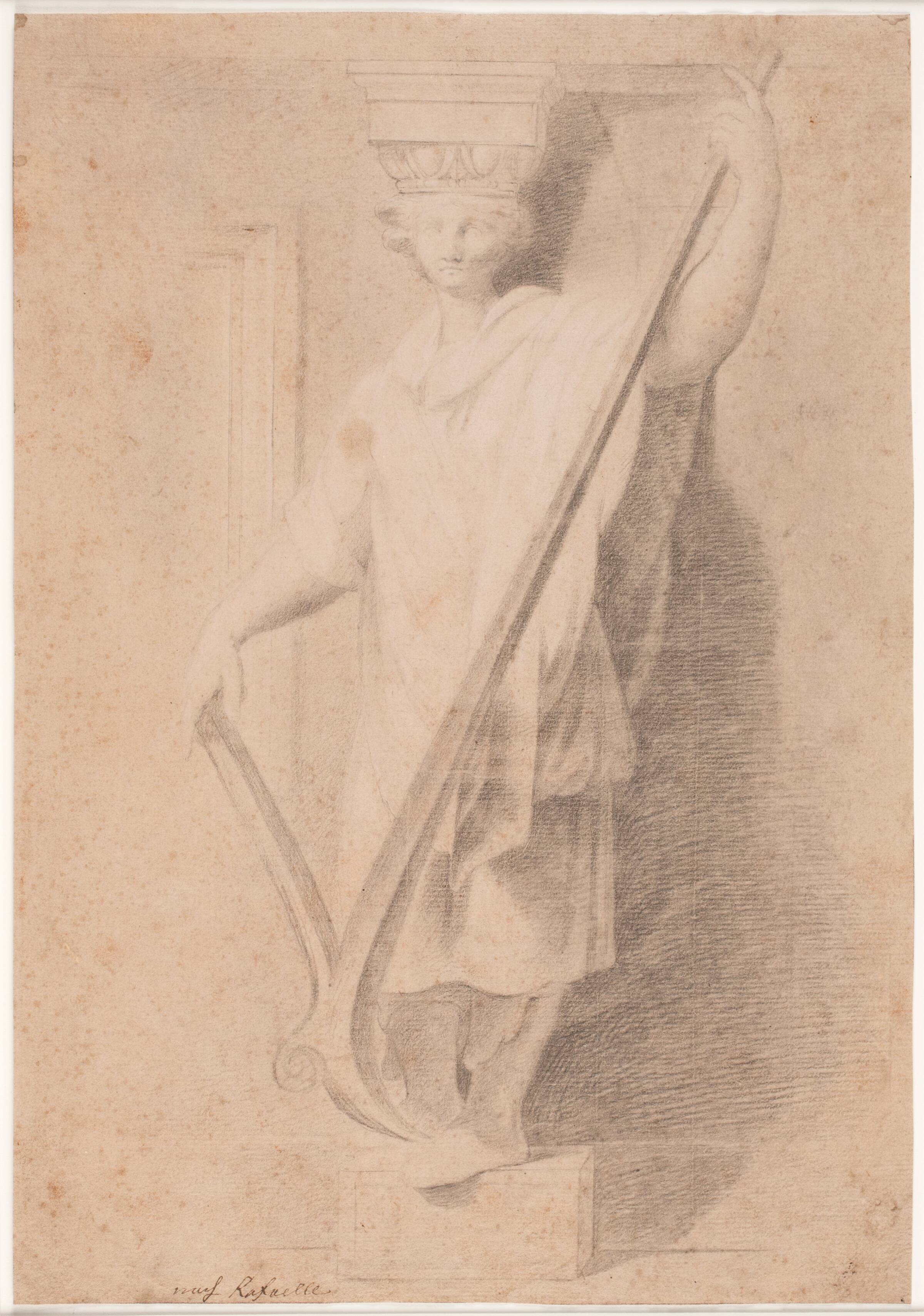 Karyatide med plov. Studie efter en figur på soklen til "Stanza d'Eliodoro", Hendrik Krock, 1686-1738