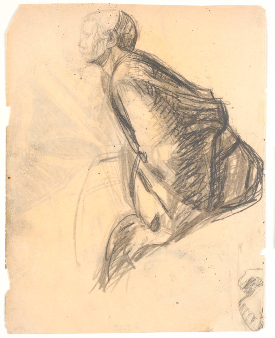 Figurstudie til maleriet "Maria salver Kristi fødder", 1907. Apostel nr. 3 t.h. i billedet, by Niels Larsen Stevns, 1905-1906