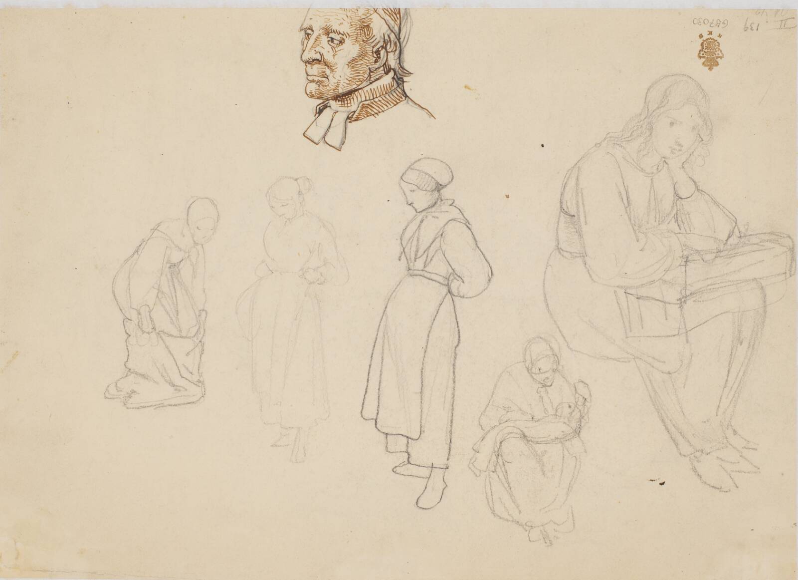 Figurstudier, Dalarne, Wilhelm Marstrand, 1851