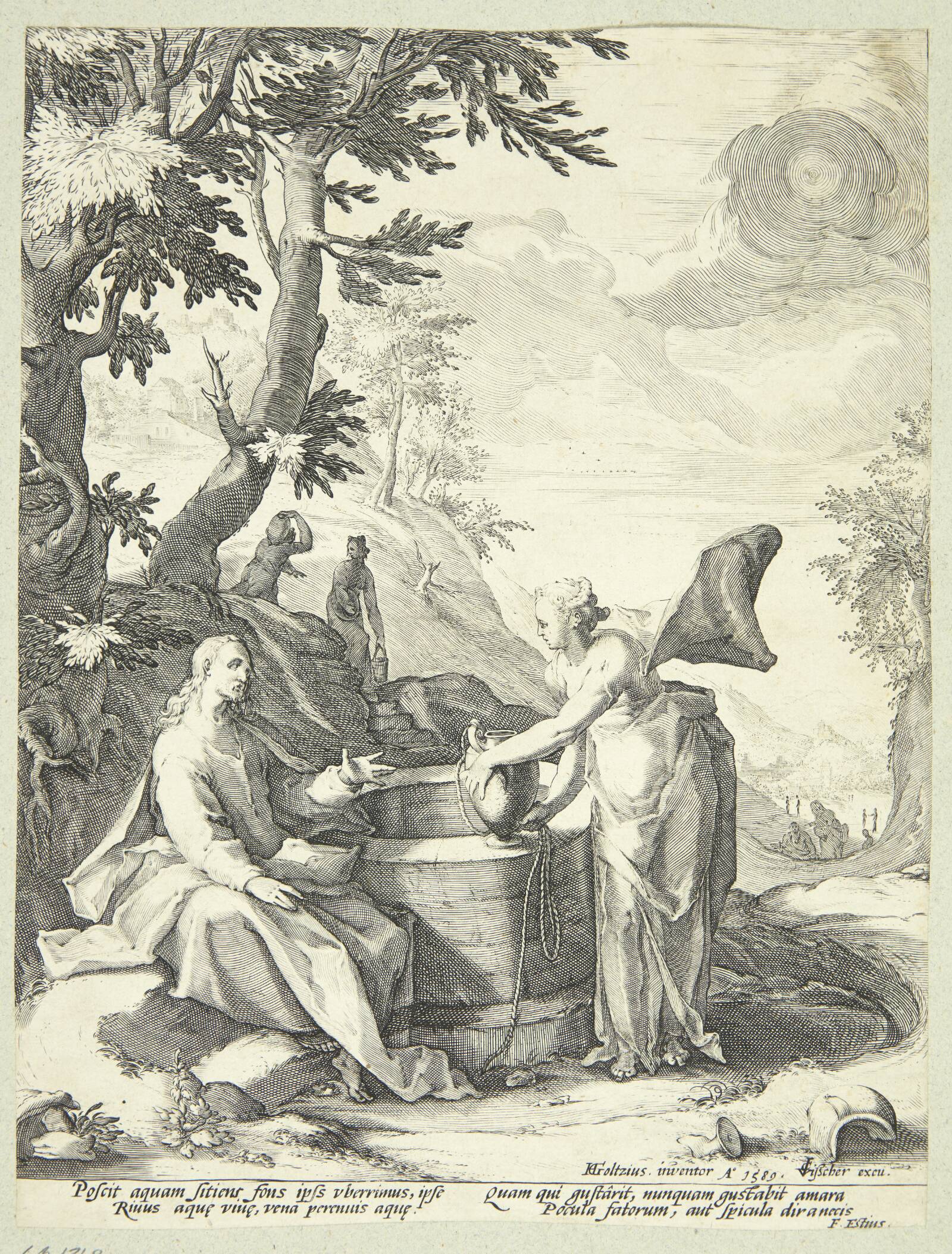 Jesus og den samaritanske kvinde, Jacob Matham, 1589