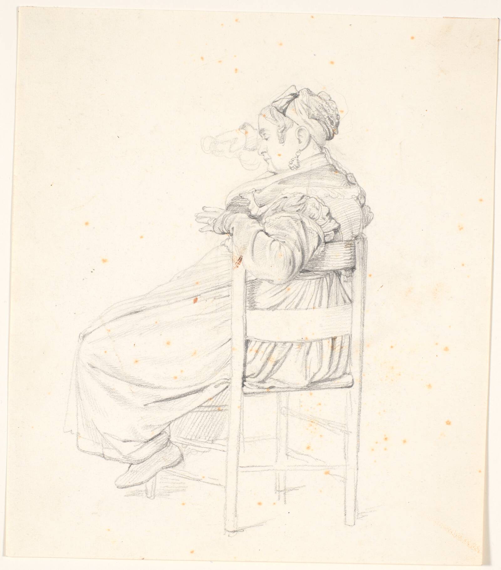 Siddende ældre italienerinde, Wilhelm Marstrand, 1838-1840