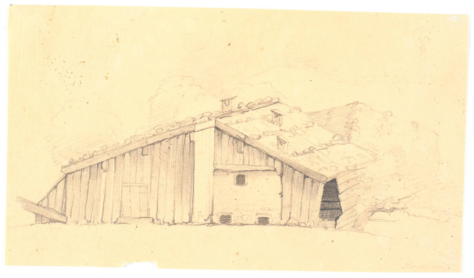 Træhus i Ramsau, Wilhelm Bendz, 1832