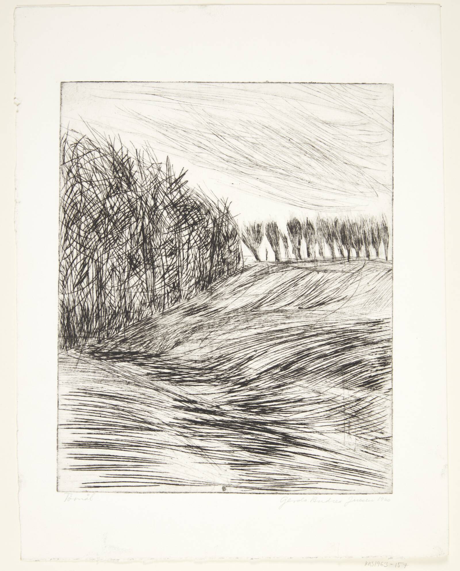 Landskab med hegn, Gerda Andrea Heltoft, 1960