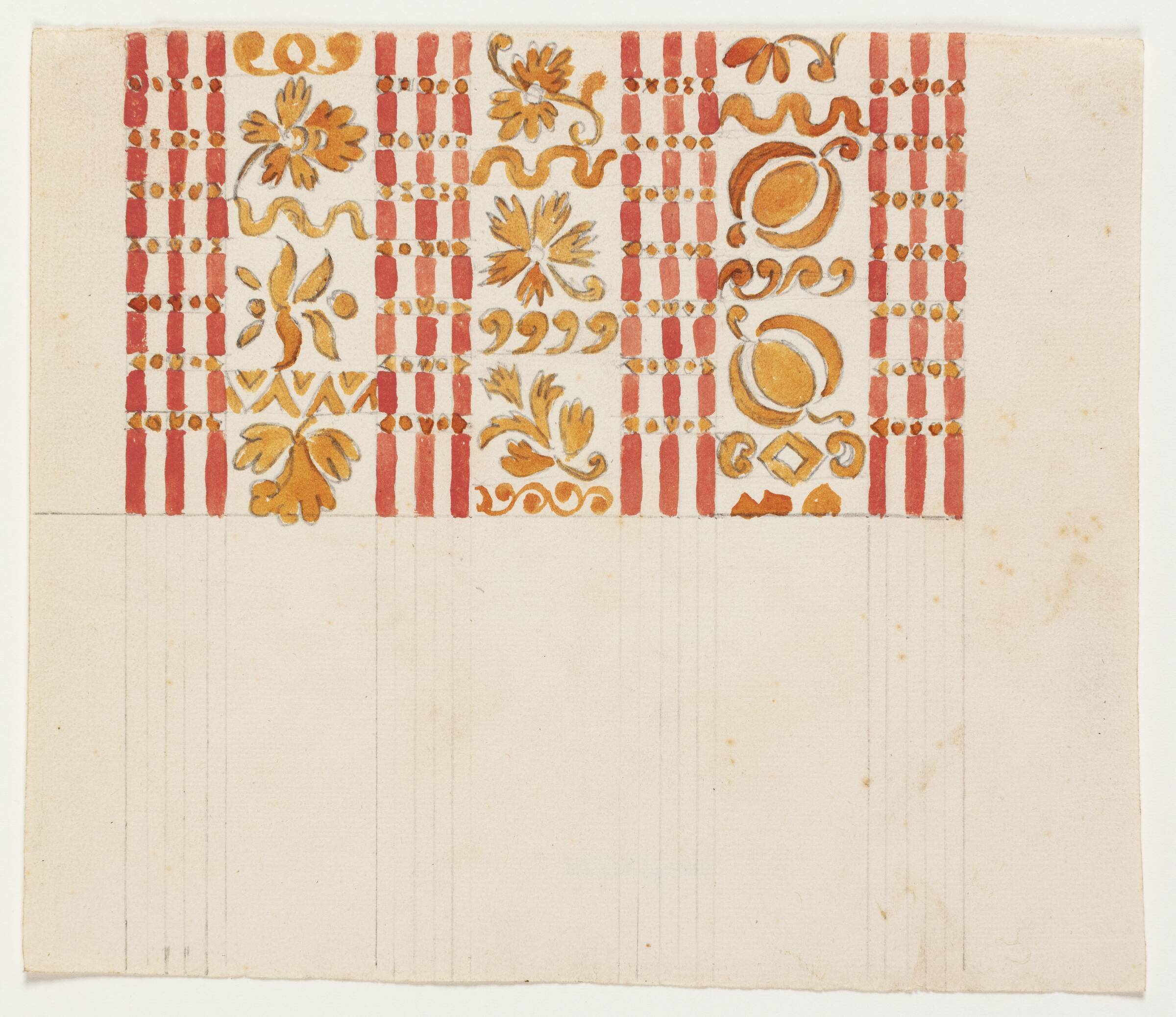 Udkast til mønster med stiliserede blade og frugter, Lambert van Haven, 1680