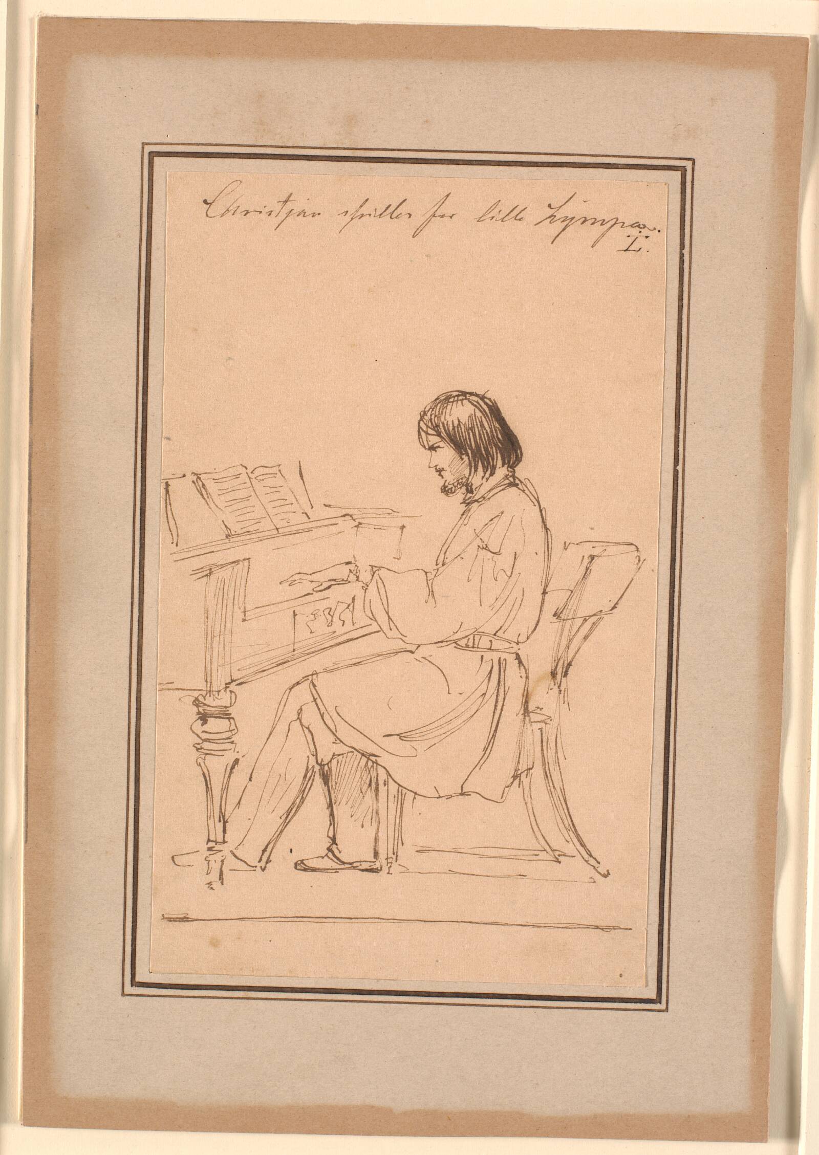 G.C. Freund ved klaveret, Johan Thomas Lundbye, 1847