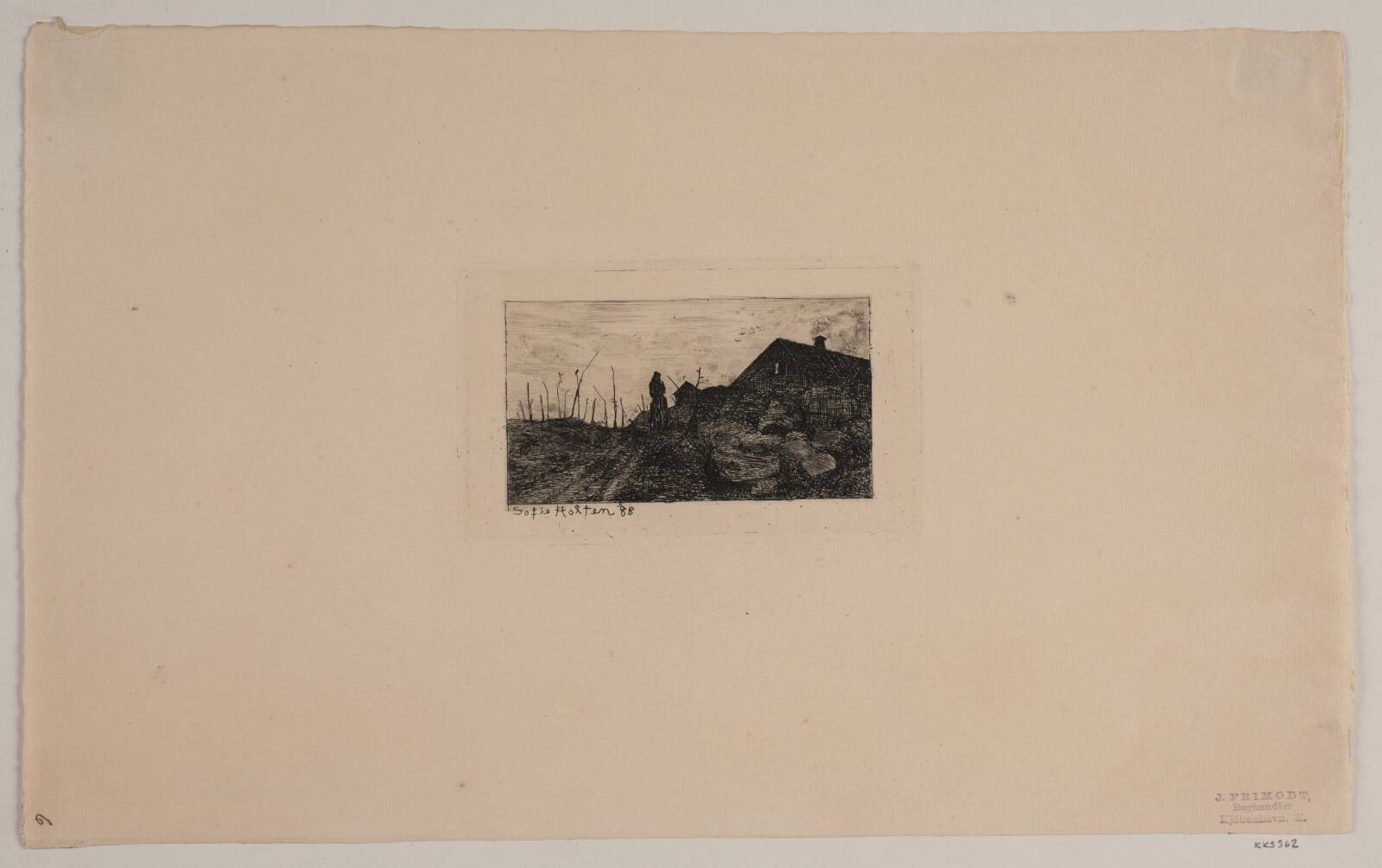 Landskab med huse, Sophie Holten, 1888