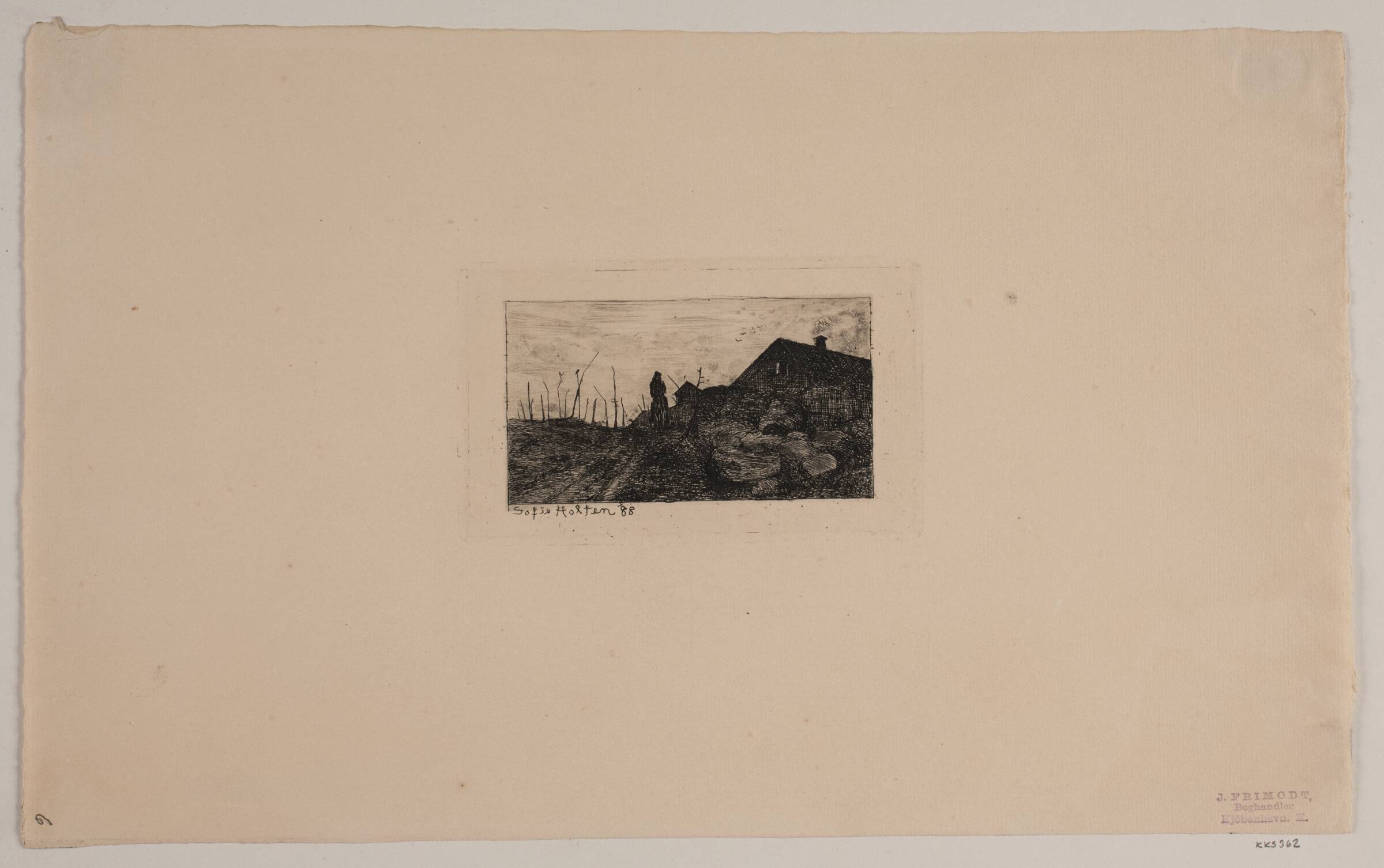 Landskab med huse, Sophie Holten, 1888
