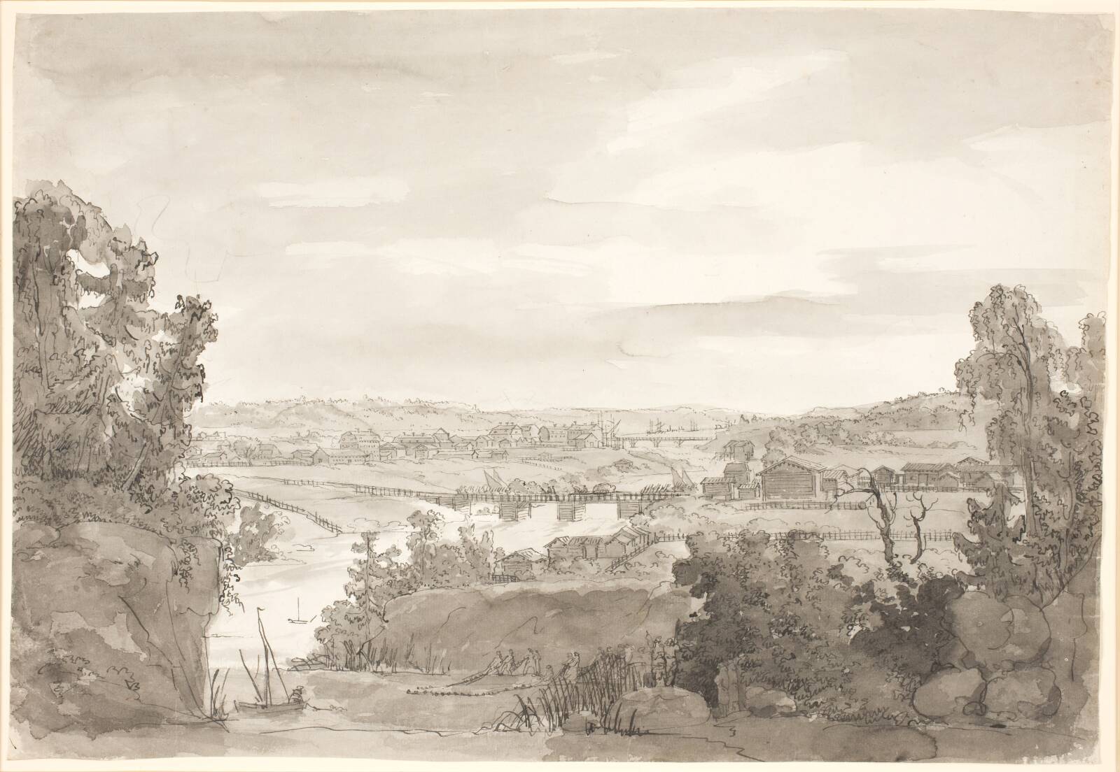 Prospekt af Kongsberg, Norge, J.C. Dahl, 1825-1857