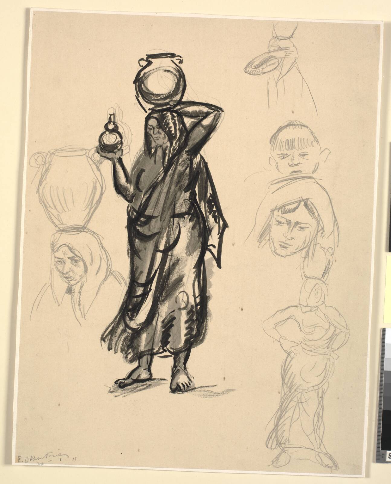 Studier af kvinde, der bærer vand. Portugal, by Emile Othon Friesz, 1911