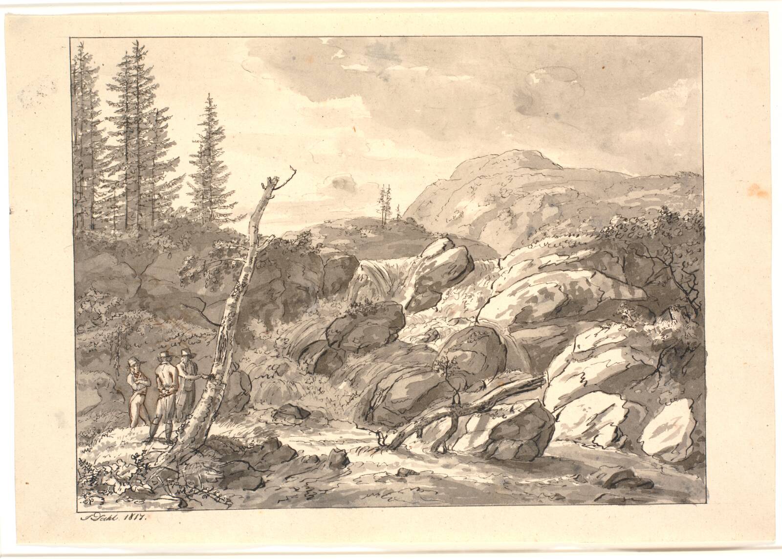 Vandfald, J.C. Dahl, 1817
