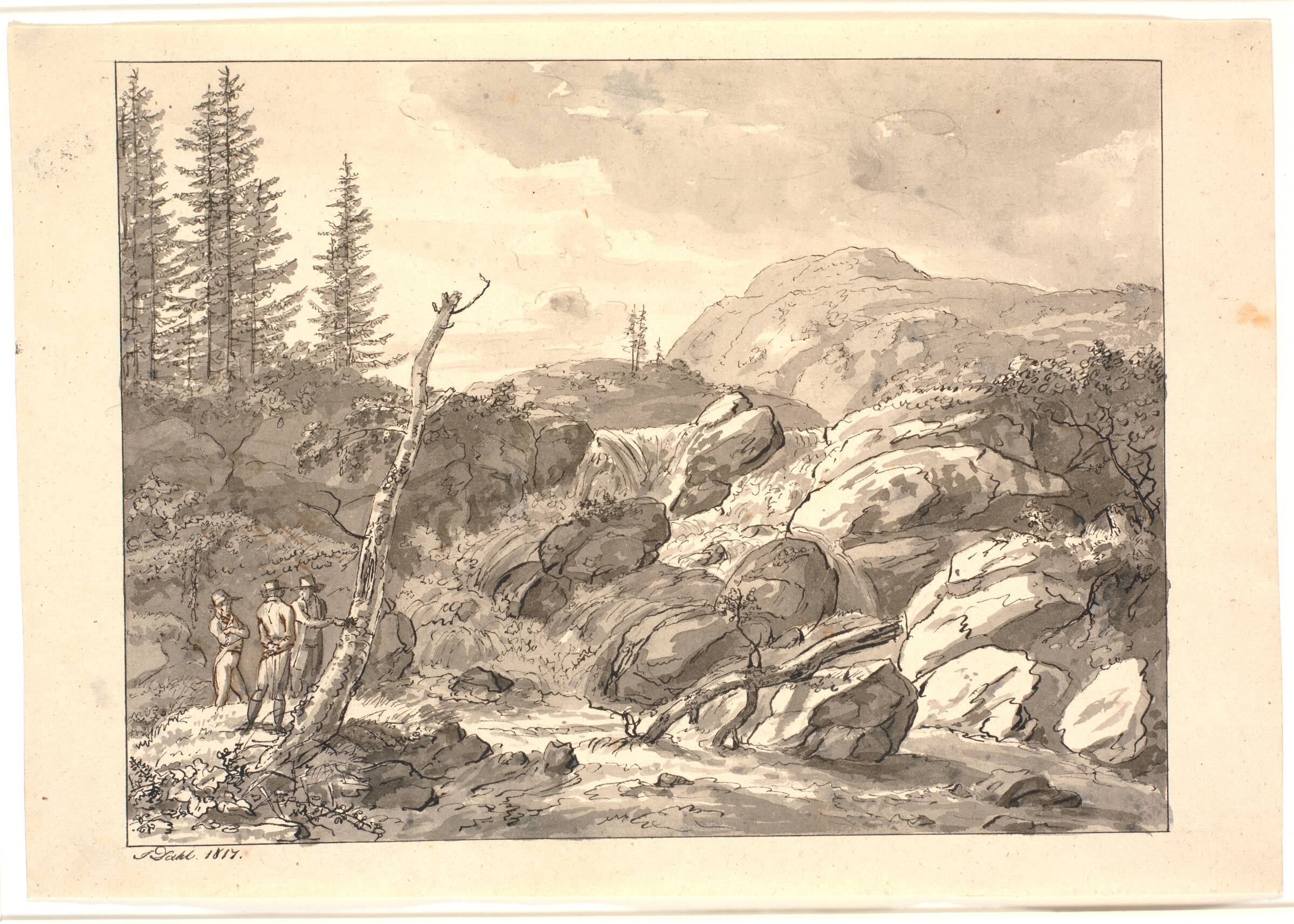 Vandfald, J.C. Dahl, 1817