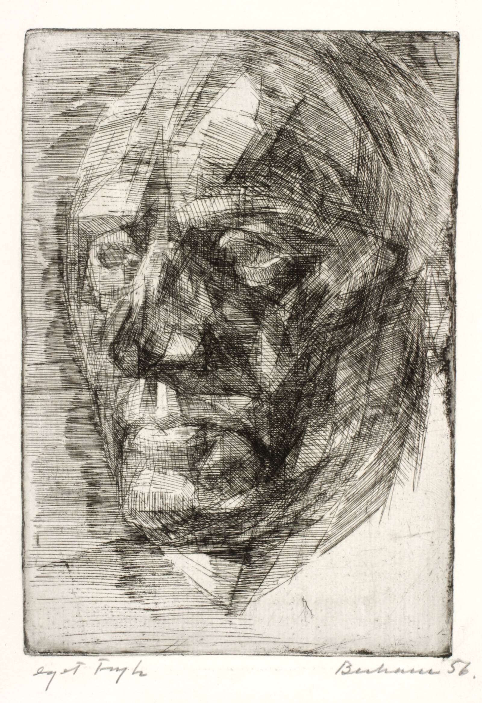 Portræt, en face mod venstre, Helge Bertram, 1956