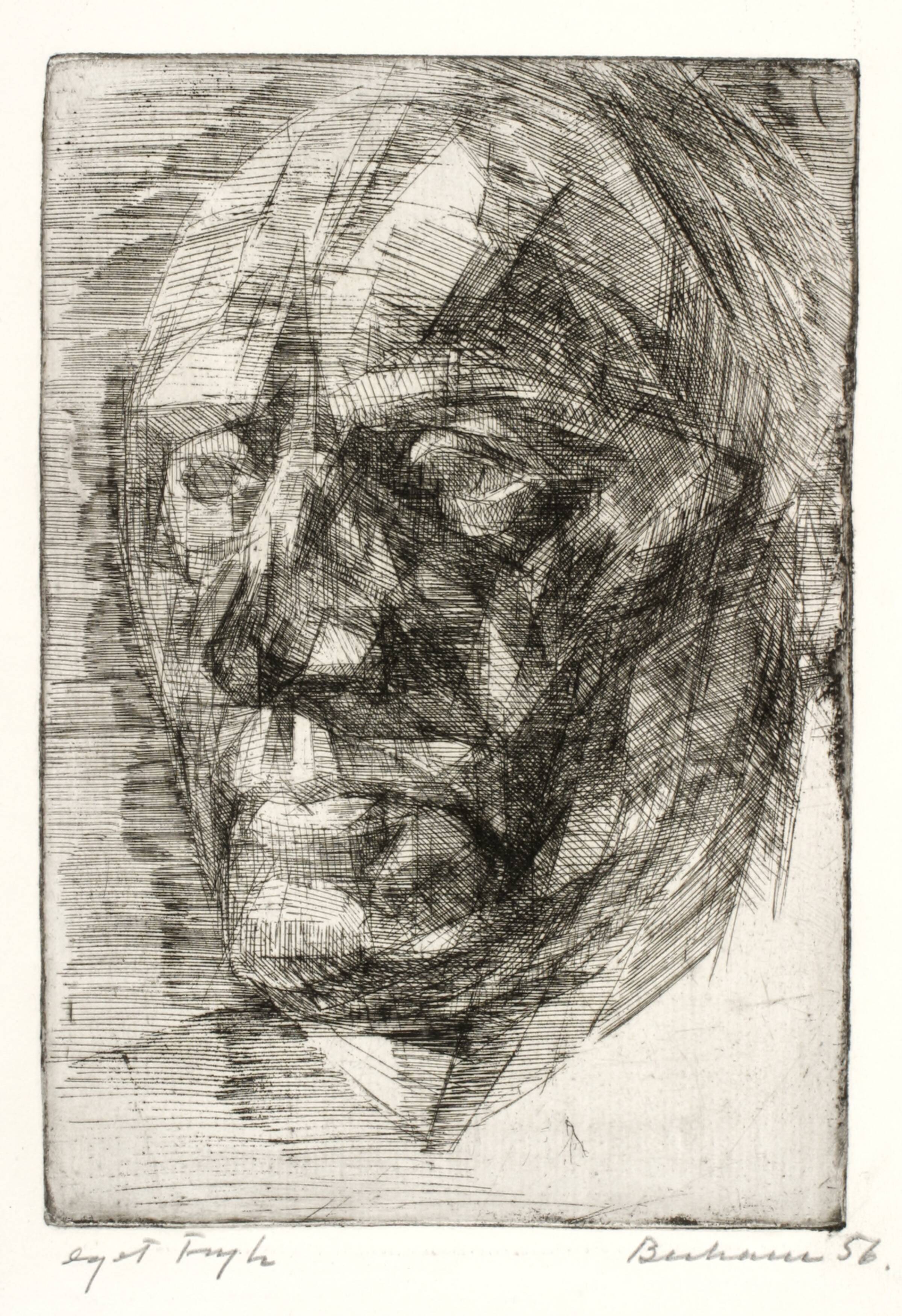 Portræt, en face mod venstre, Helge Bertram, 1956