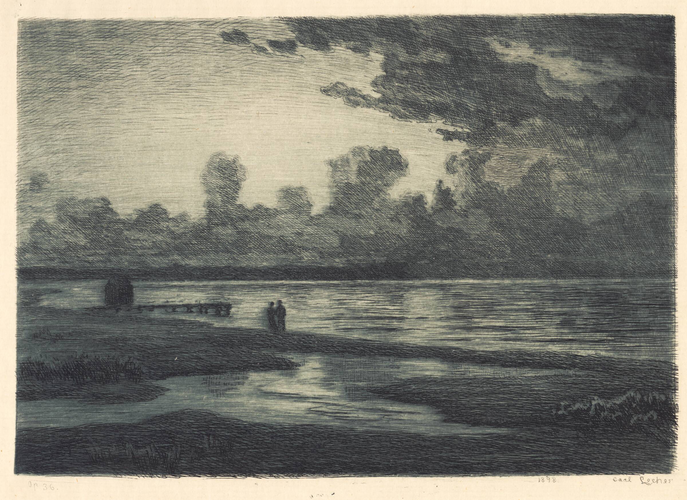 Sommernat ved Hornbæk strand, Carl Locher, 1898