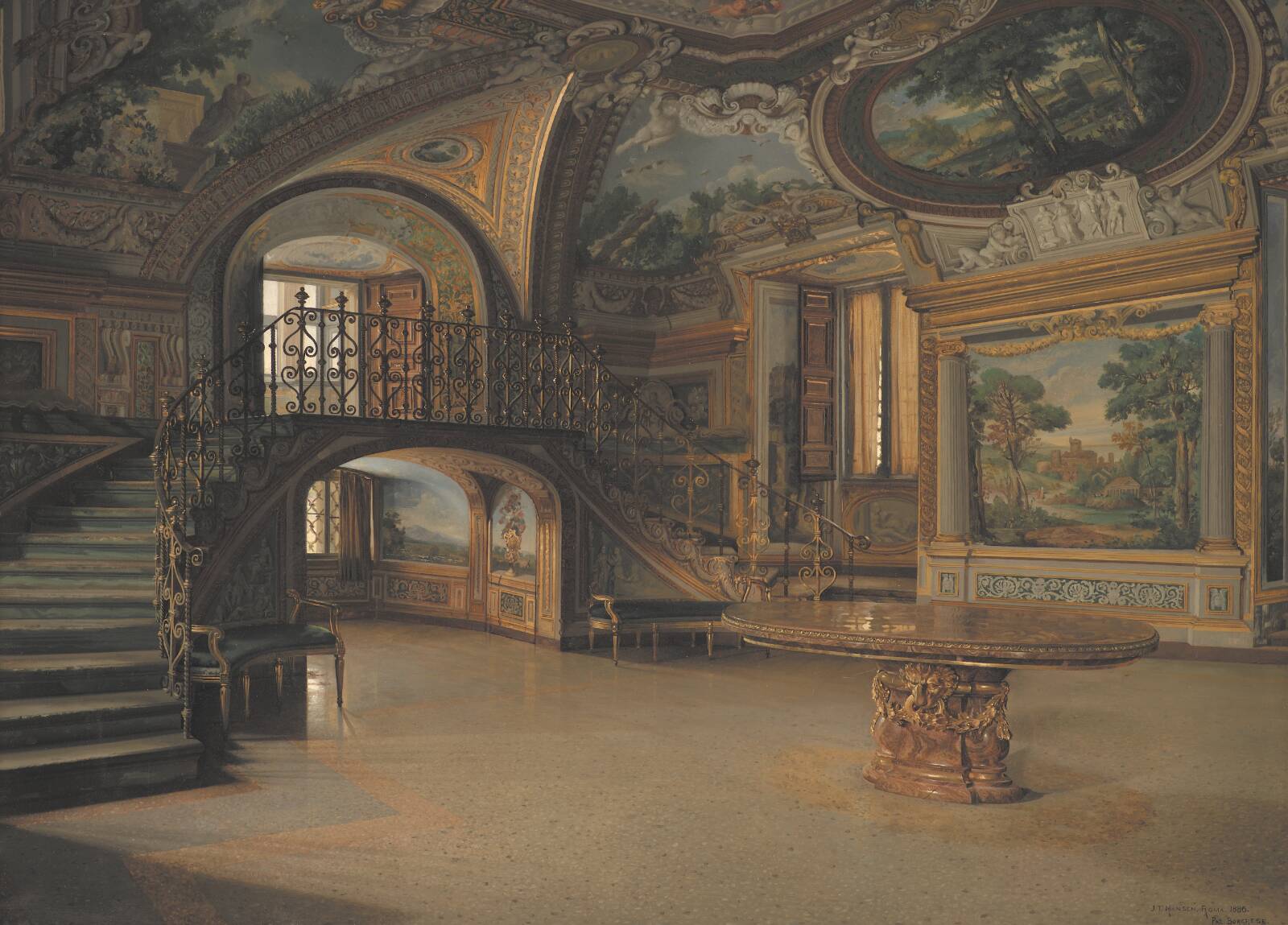En sal i Palazzo Borghese, J.Th. Hansen, 1886
