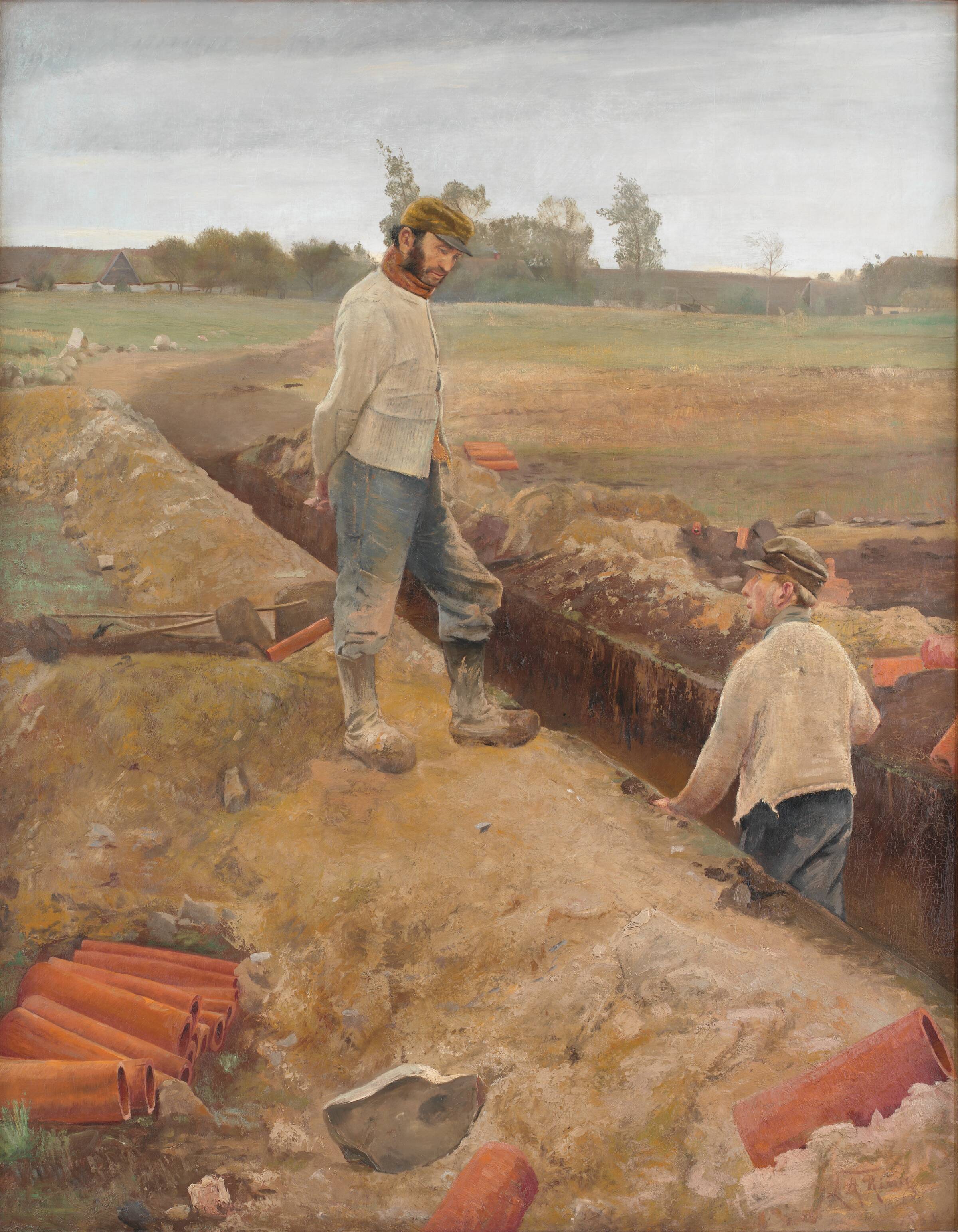 Drænrørsgravere, L.A. Ring, 1885