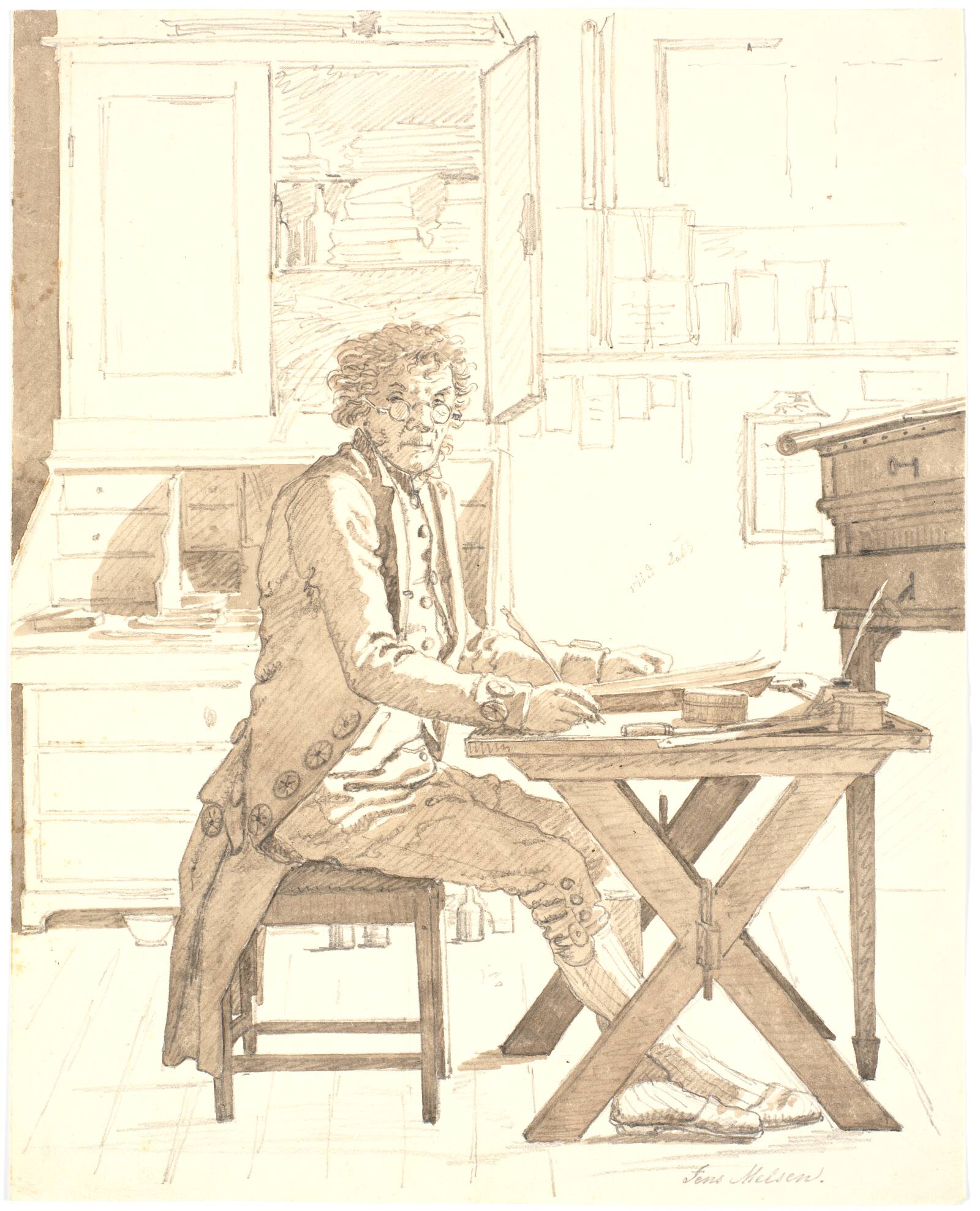 Skriveren Jens Melsen, Martinus Rørbye, 1833