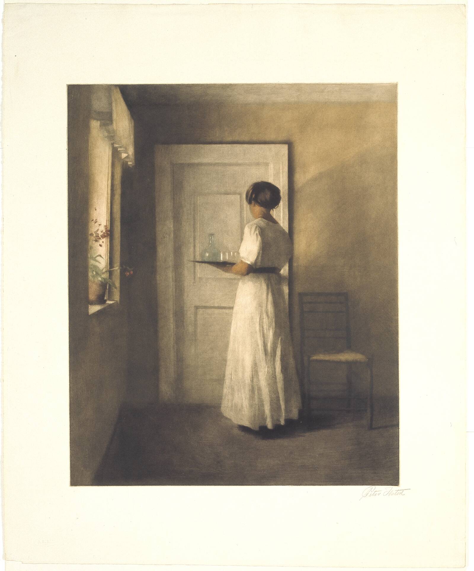 Ung pige med en bakke, Peter Ilsted, 1915