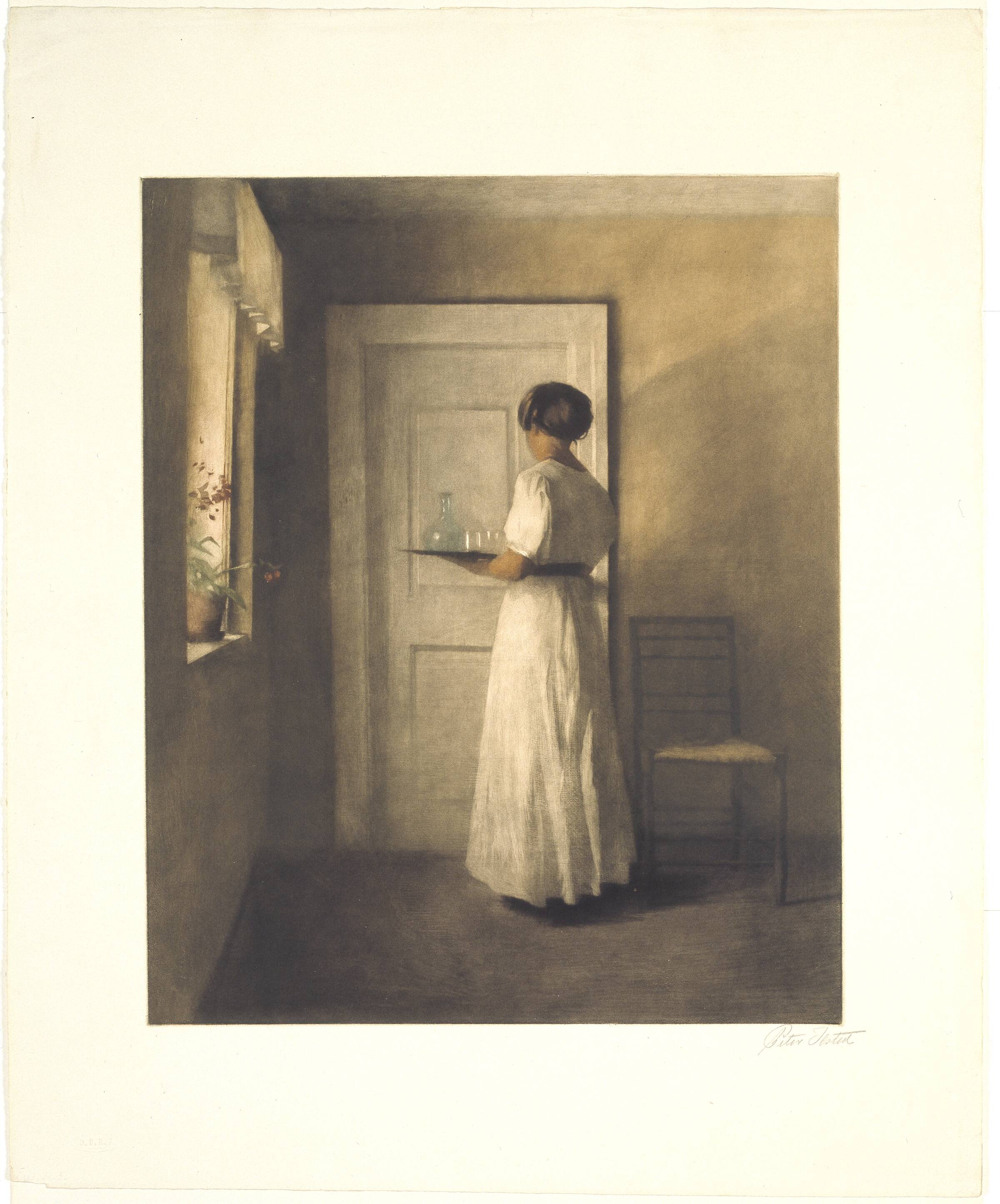 Ung pige med en bakke, Peter Ilsted, 1915