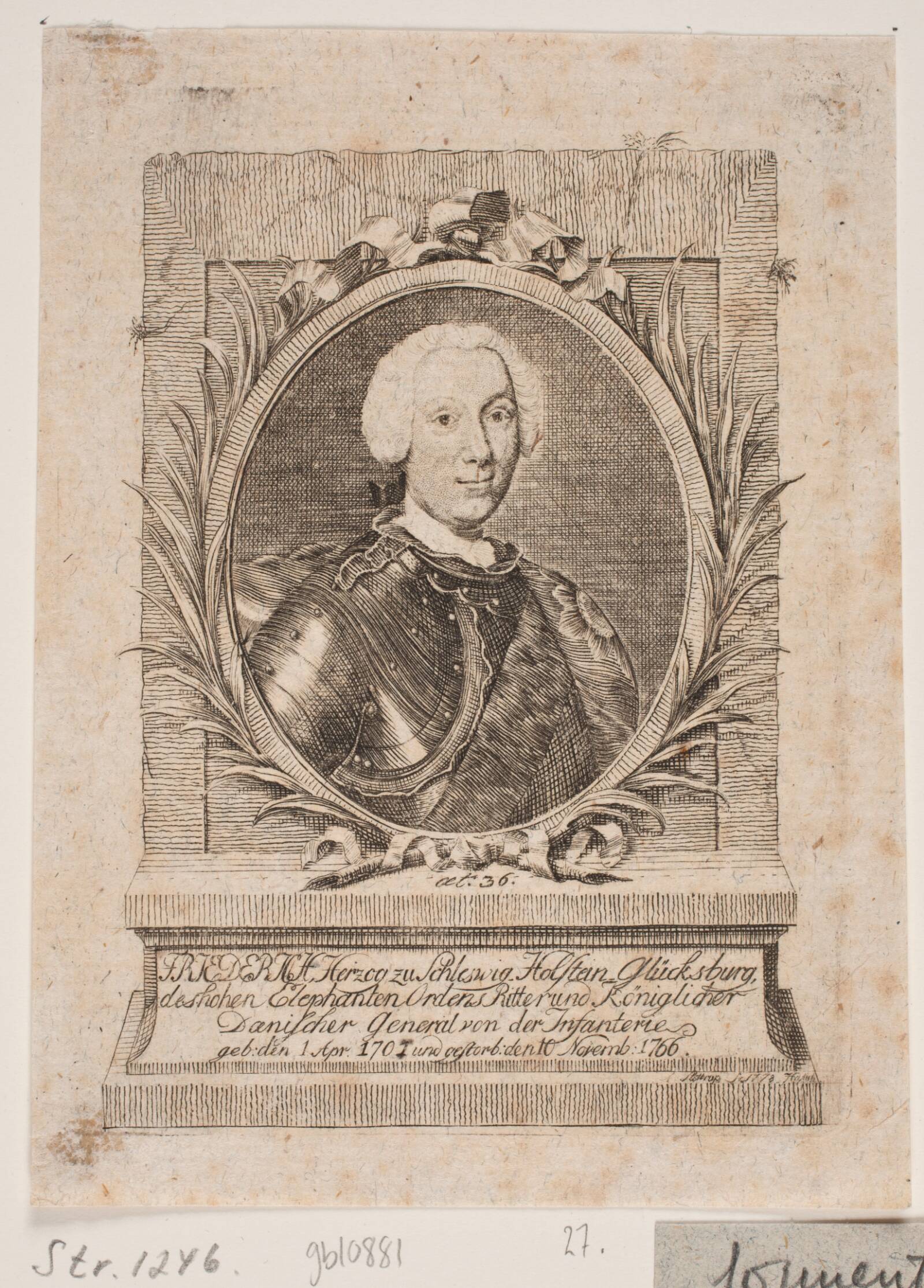 Hertug Frederik af Lyksburg, Andreas Støttrup, 1778