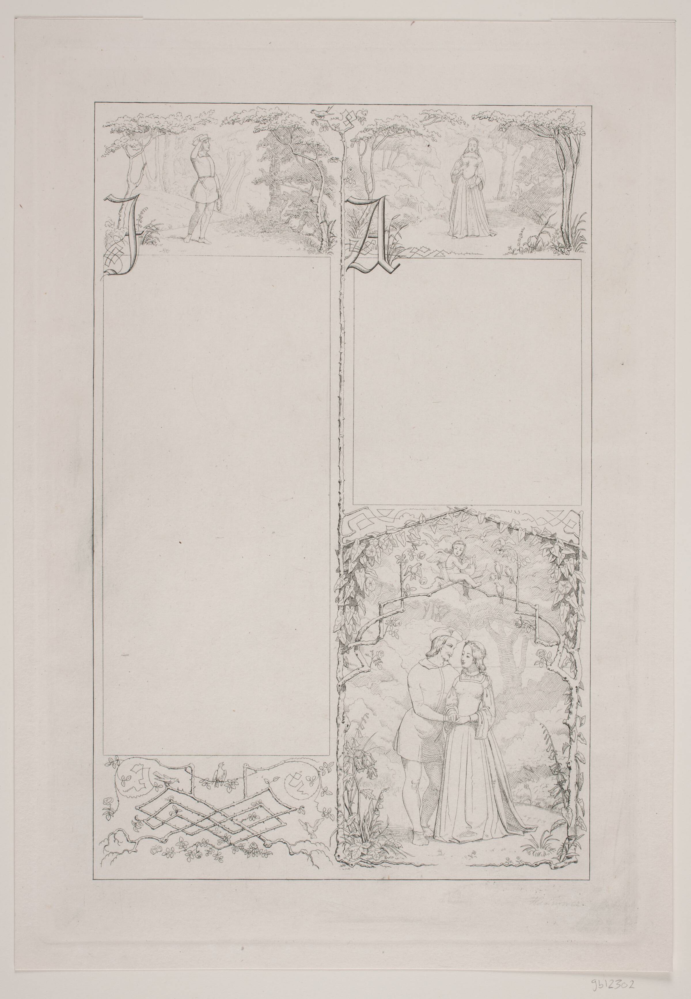 Illustration til Christian Winther "Jeg gik mig ud en Sommerdag", H.J. Hammer, 1815-1882
