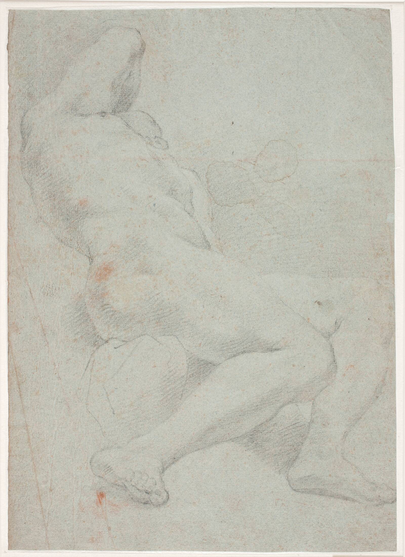 Tilbagelænet mandlig modelstudie, Hendrik Krock, 1671-1738