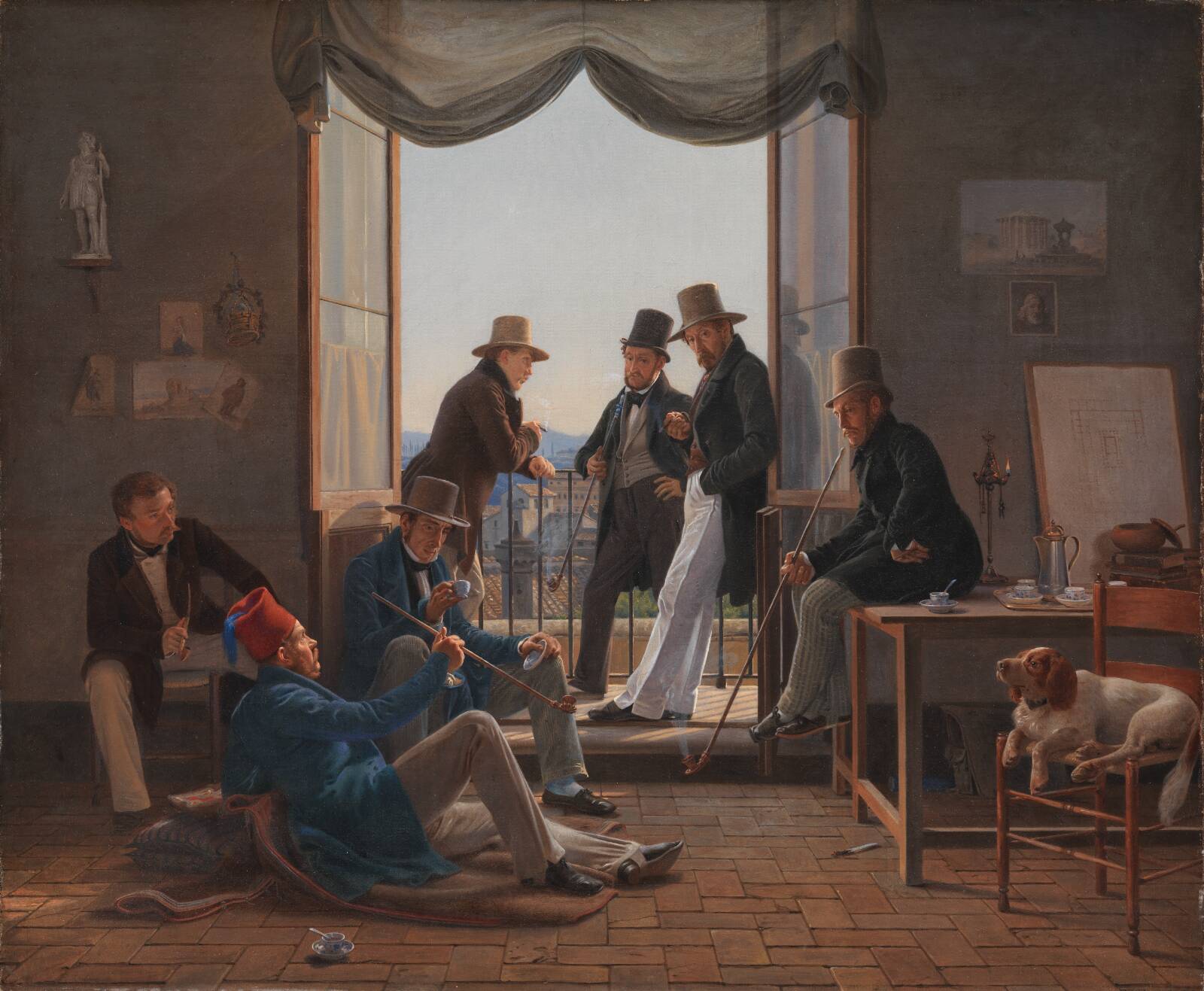 A Group of Danish Artists in Rome, by Constantin Hansen, 1837