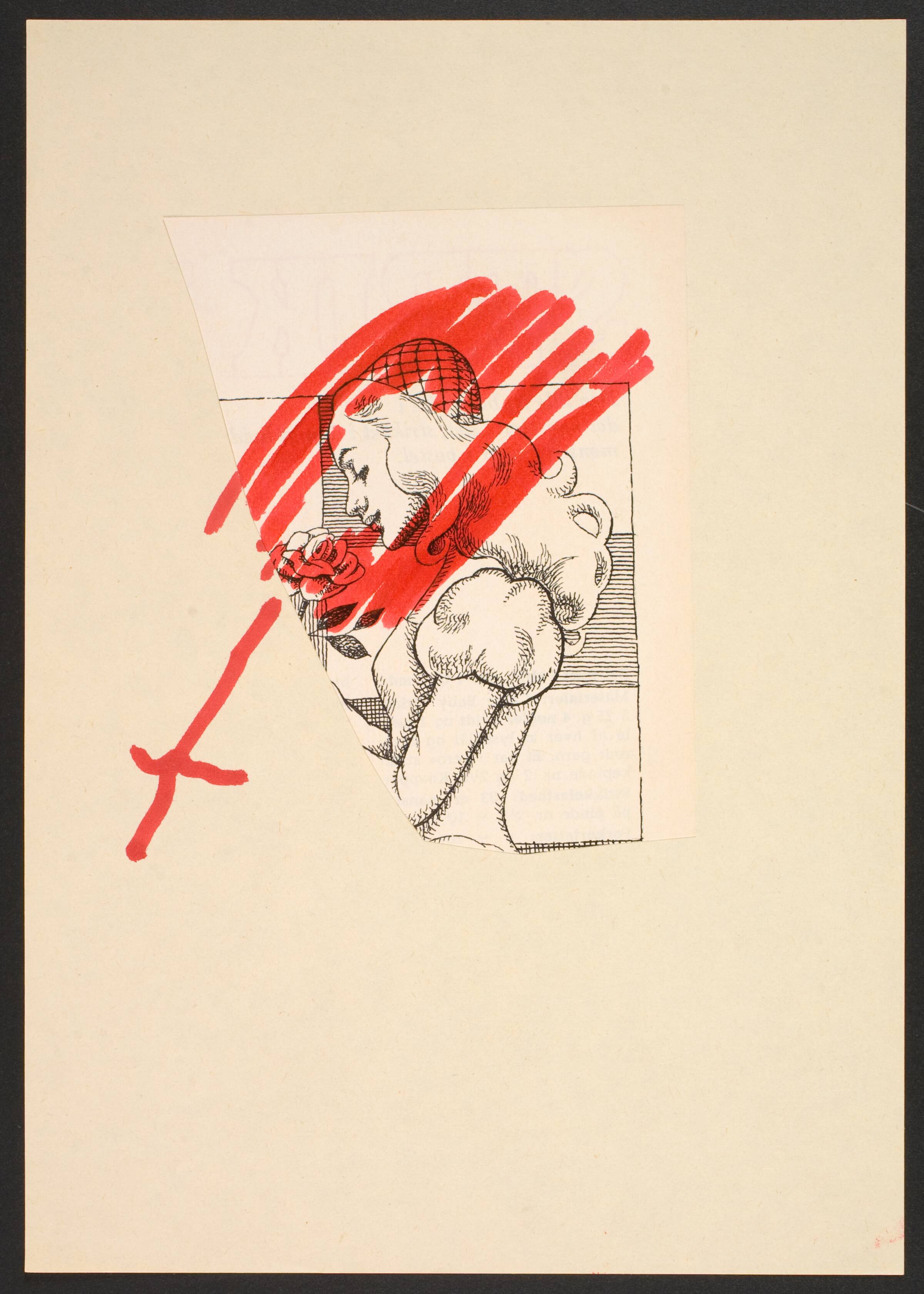 Udklip på papir med kvindetegnet, Lene Adler Petersen, 1974