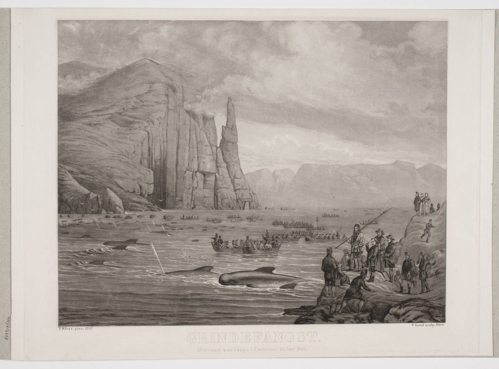 Grindefangst ved Færøerne, Jens Peter Lund, 1860