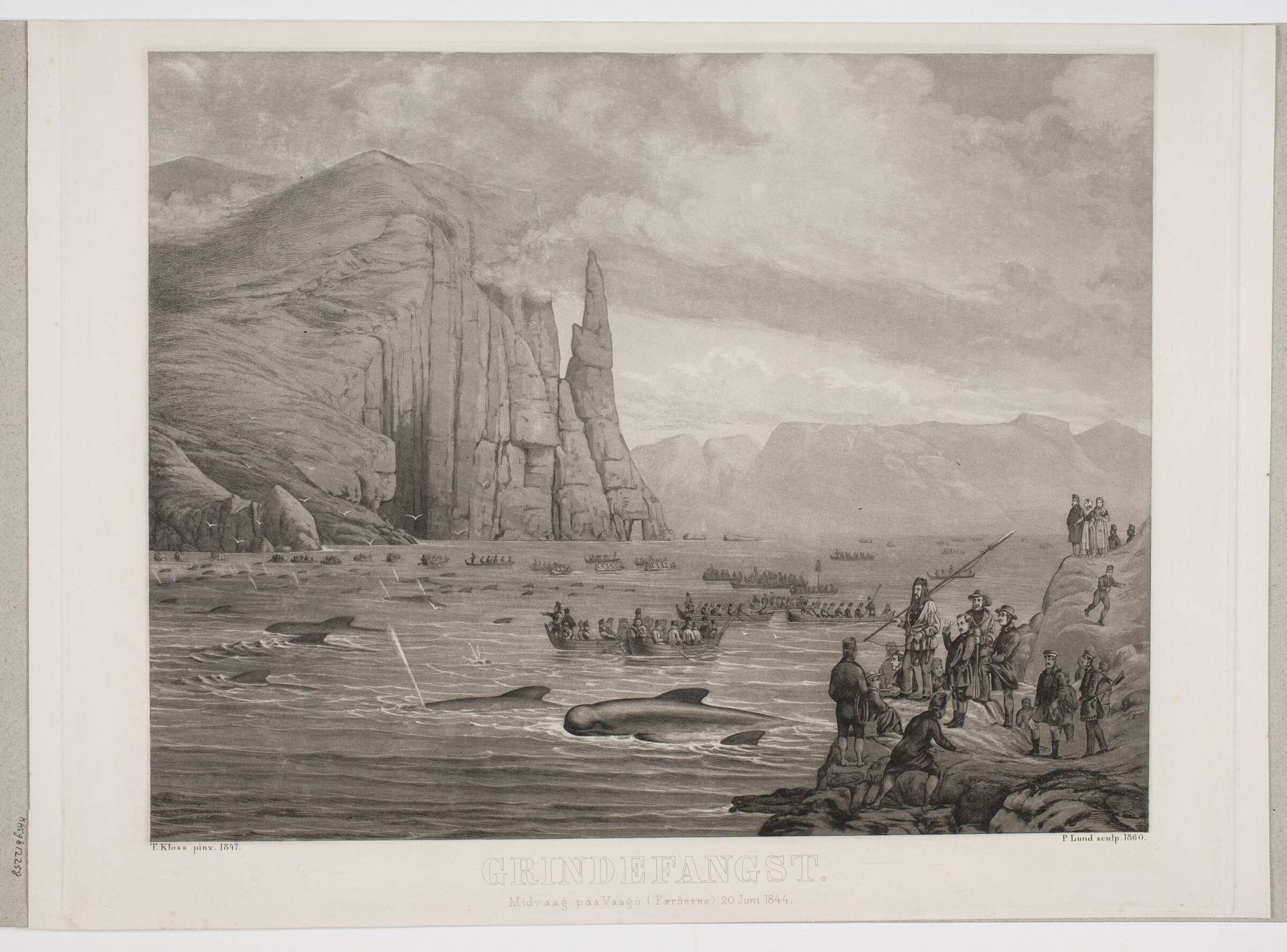 Grindefangst ved Færøerne, Jens Peter Lund, 1860